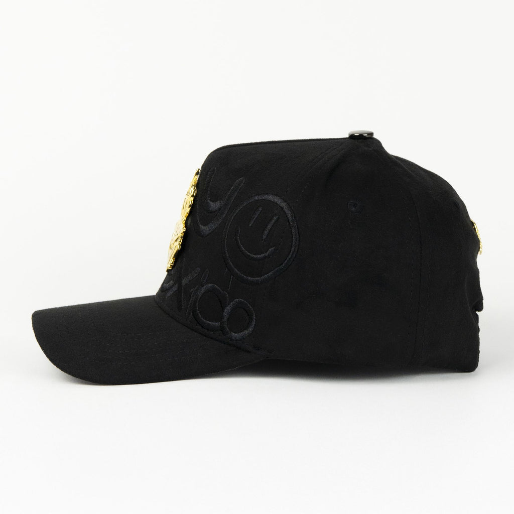 Gorra 5.7 de Gamuza HEART GOLD PRAY FOR MEXICO BLACK | Visera Curva Snapback