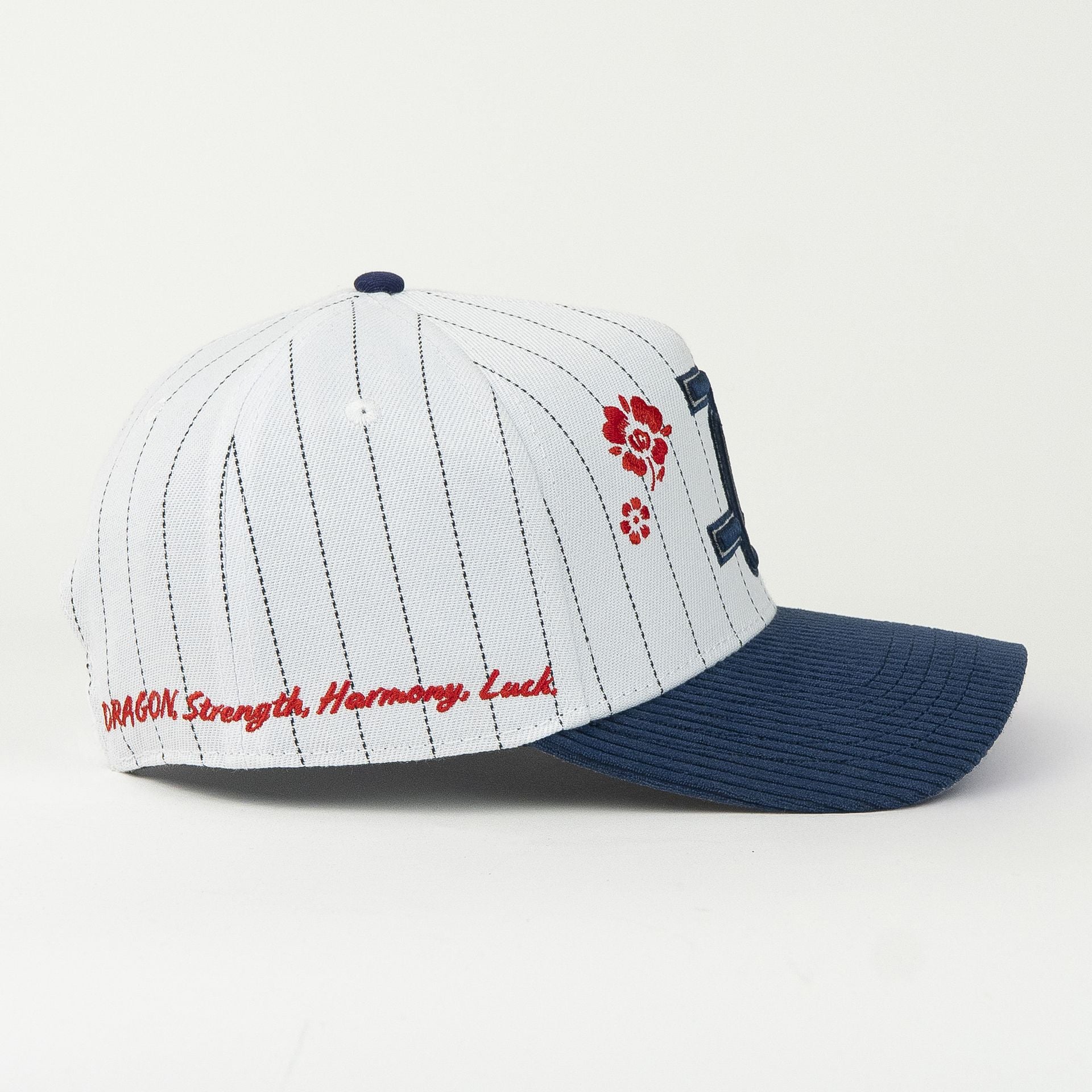 Gorra JC Hats DRAGON WHITE/NAVY de Tela | Snapback Visera Curva