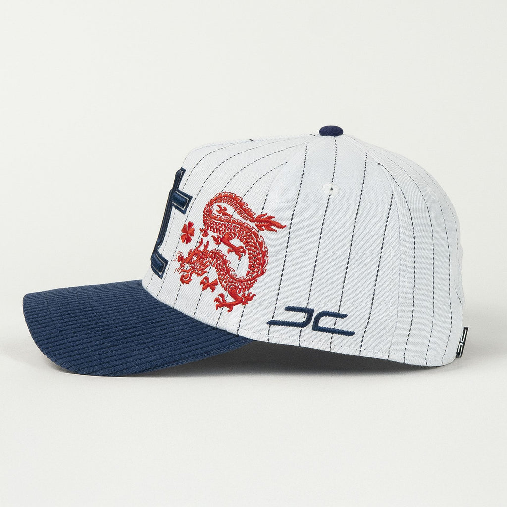 Gorra JC Hats DRAGON WHITE/NAVY de Tela | Snapback Visera Curva