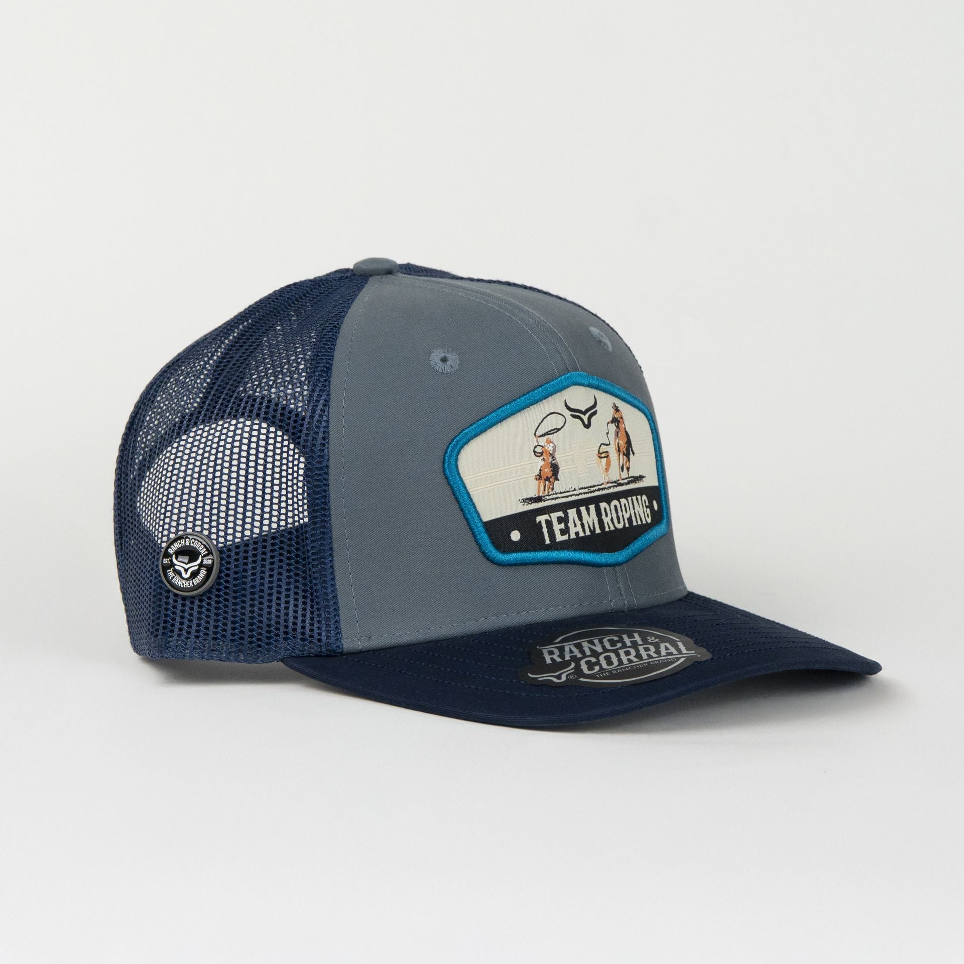 Gorra Ranch & Corral RODEO TEAM ROPING Azul de Tela | Snapback Visera Semiplana