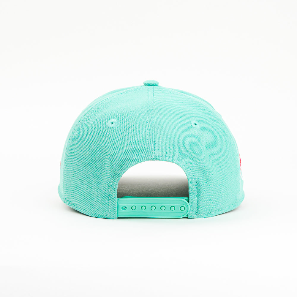 GORRA A FRAME NEW ERA DODGERS WORL SERIE 1915 AQUA/PINK