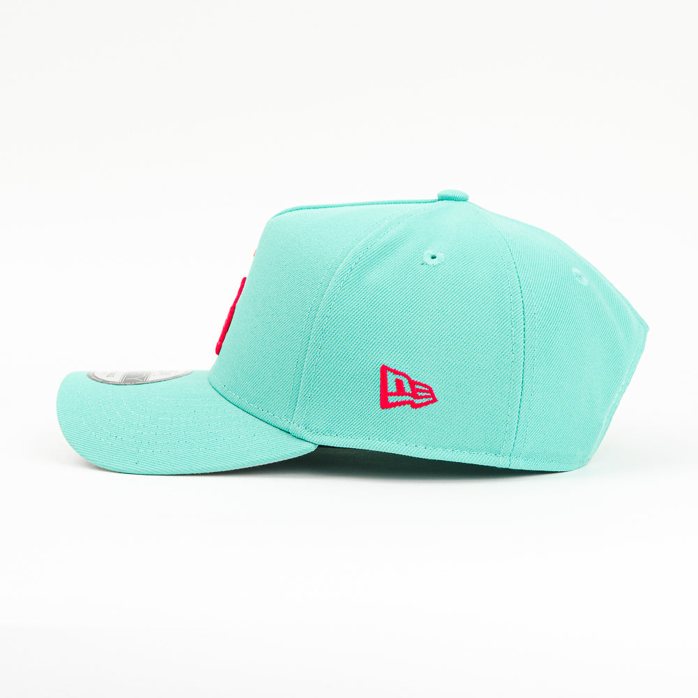 GORRA A FRAME NEW ERA DODGERS WORL SERIE 1915 AQUA/PINK
