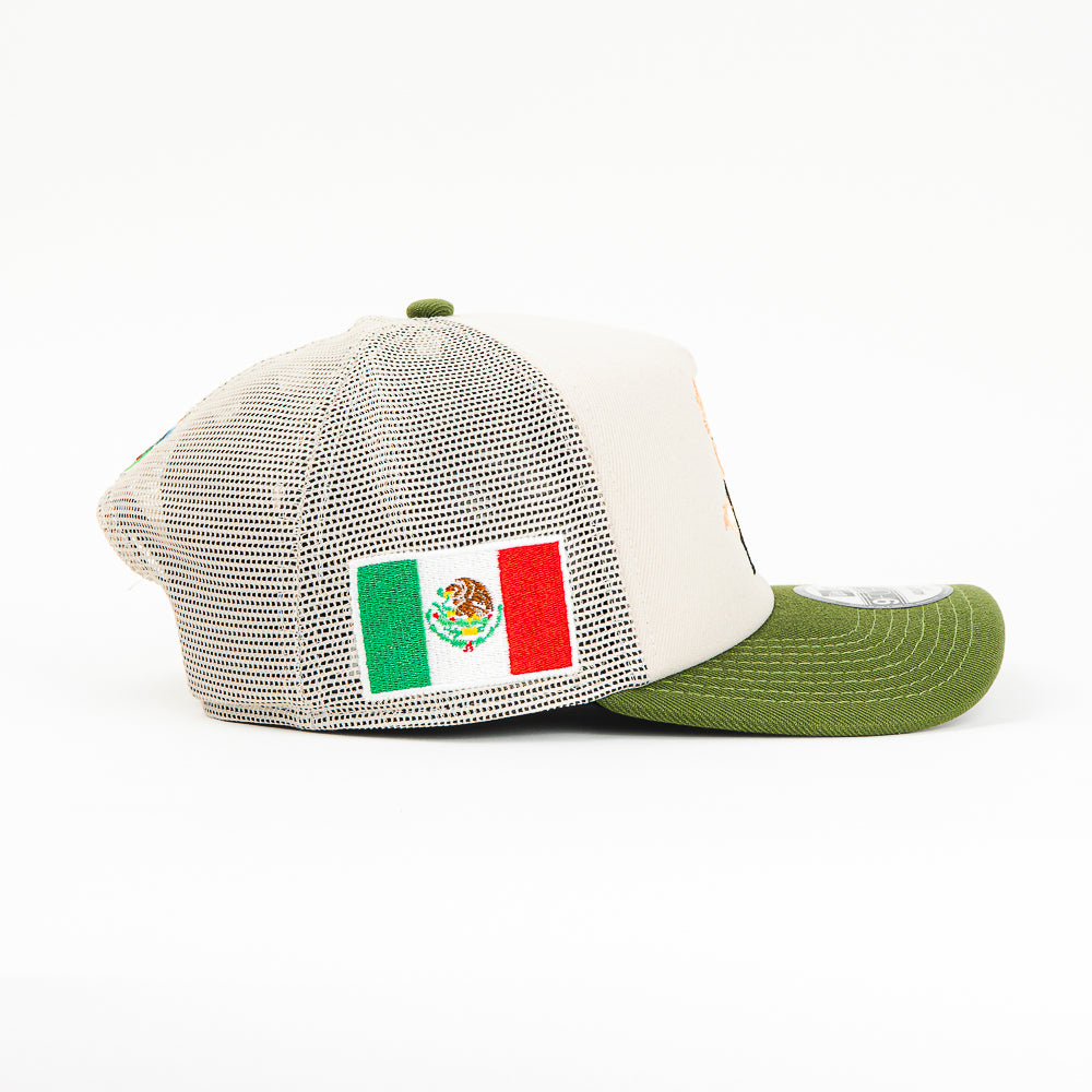 GORRA A FRAME NEW ERA MEXICO AJOLOTE MESH BEIGE/GREEN