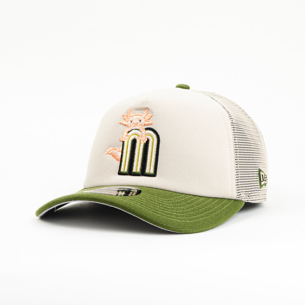 GORRA A FRAME NEW ERA MEXICO AJOLOTE MESH BEIGE/GREEN