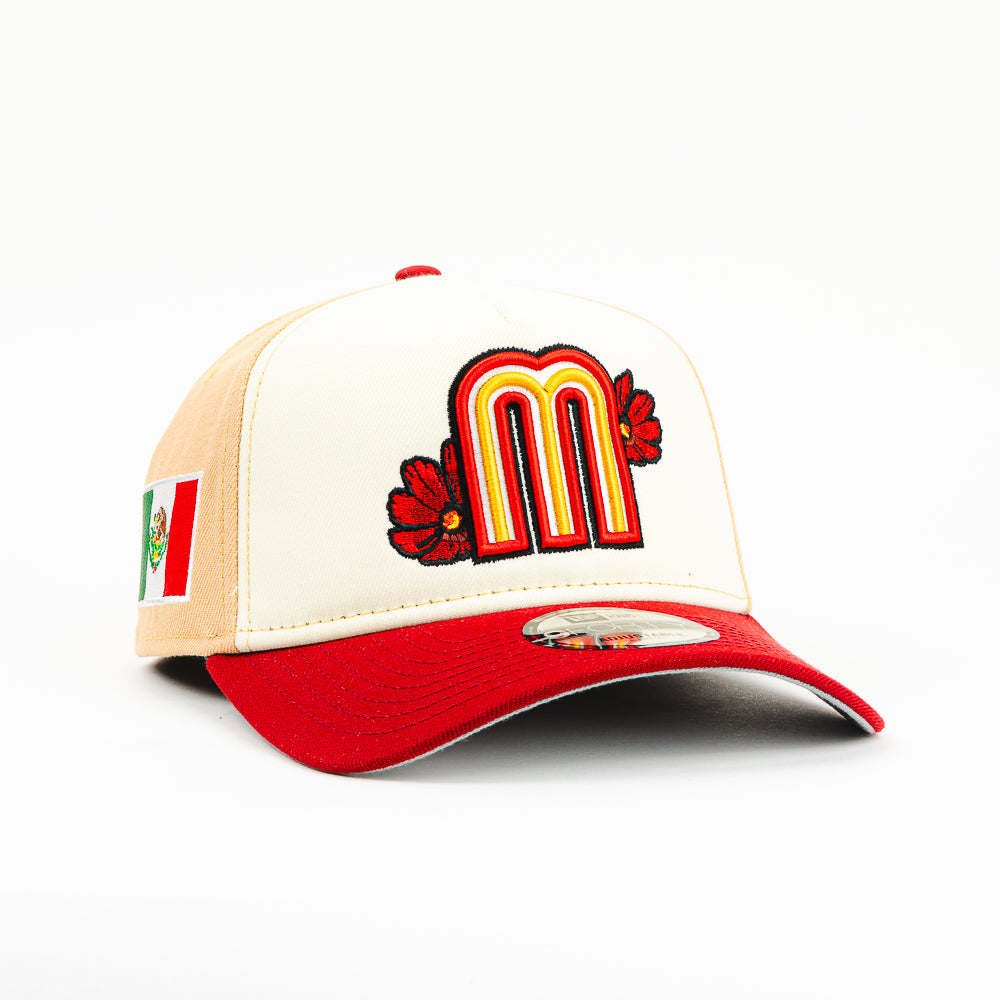 GORRA A FRAME NEW ERA MEXICO FLOR DALIA BEIGE/RED