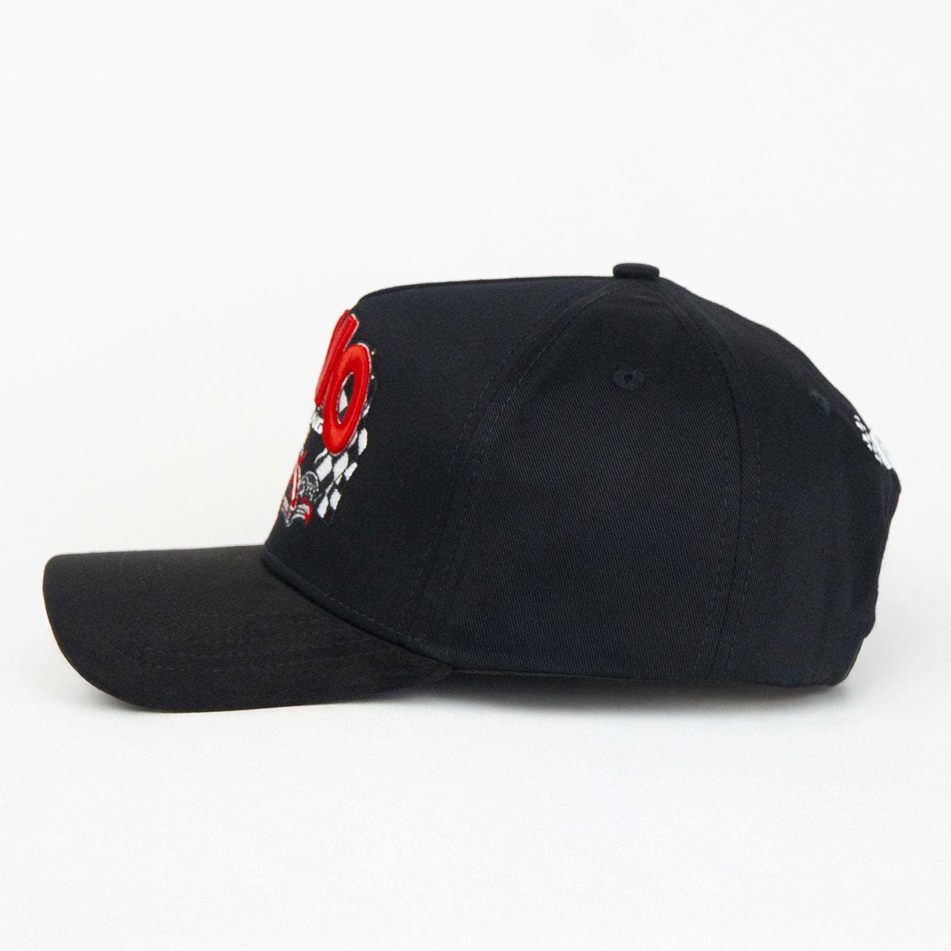 Gorra Gallo Fino FINO RACING BLK/RED de Tela | Snapback Visera Larga Curva