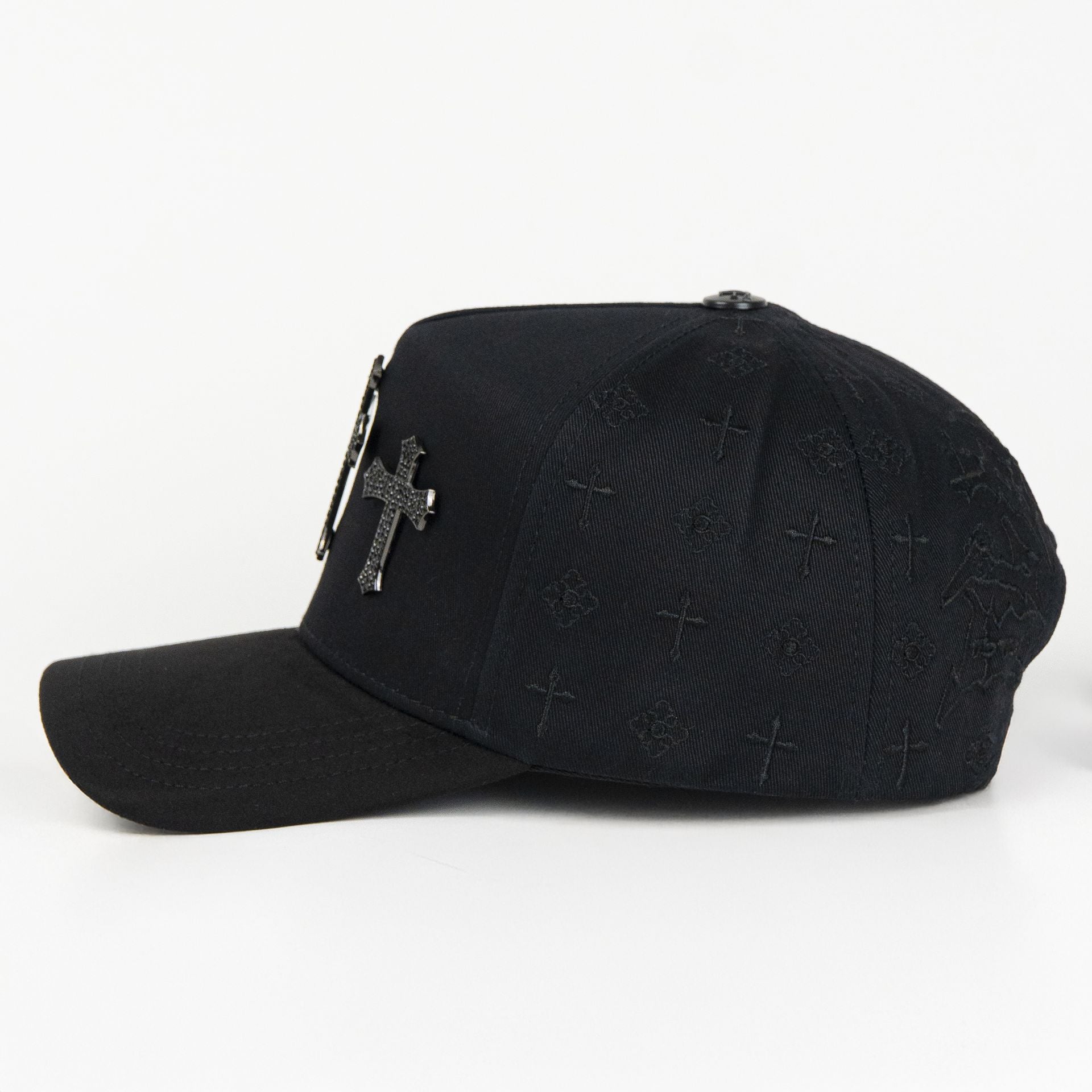 Gorra Caps Fans 3 CRUCES BLACK/VISOR SUEDE | Snapback Visera Curva