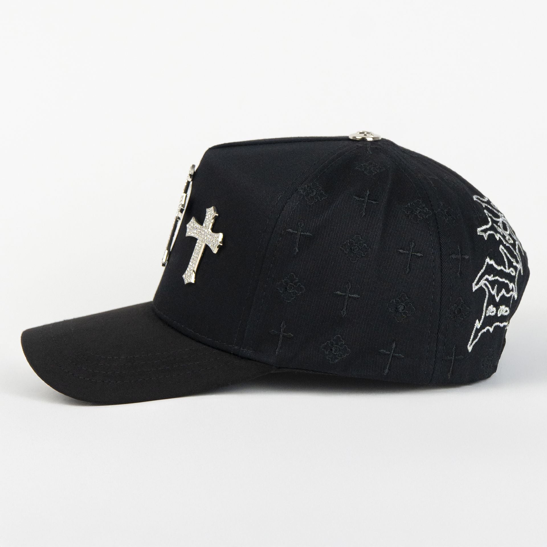 Gorra CAPS FANS 3 CRUCES SILVER BLACK/VISOR SUEDE | Snapback