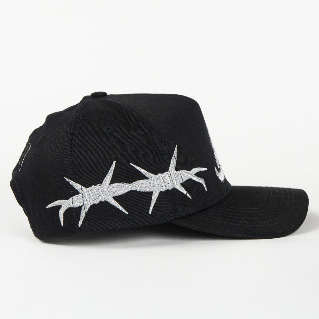 Gorra Don Hats BARBED WIRE BLACK/WHITE de Tela | Snapback Visera Larga