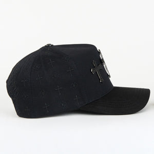 Gorra Caps Fans 3 CRUCES BLACK/VISOR SUEDE | Snapback Visera Curva