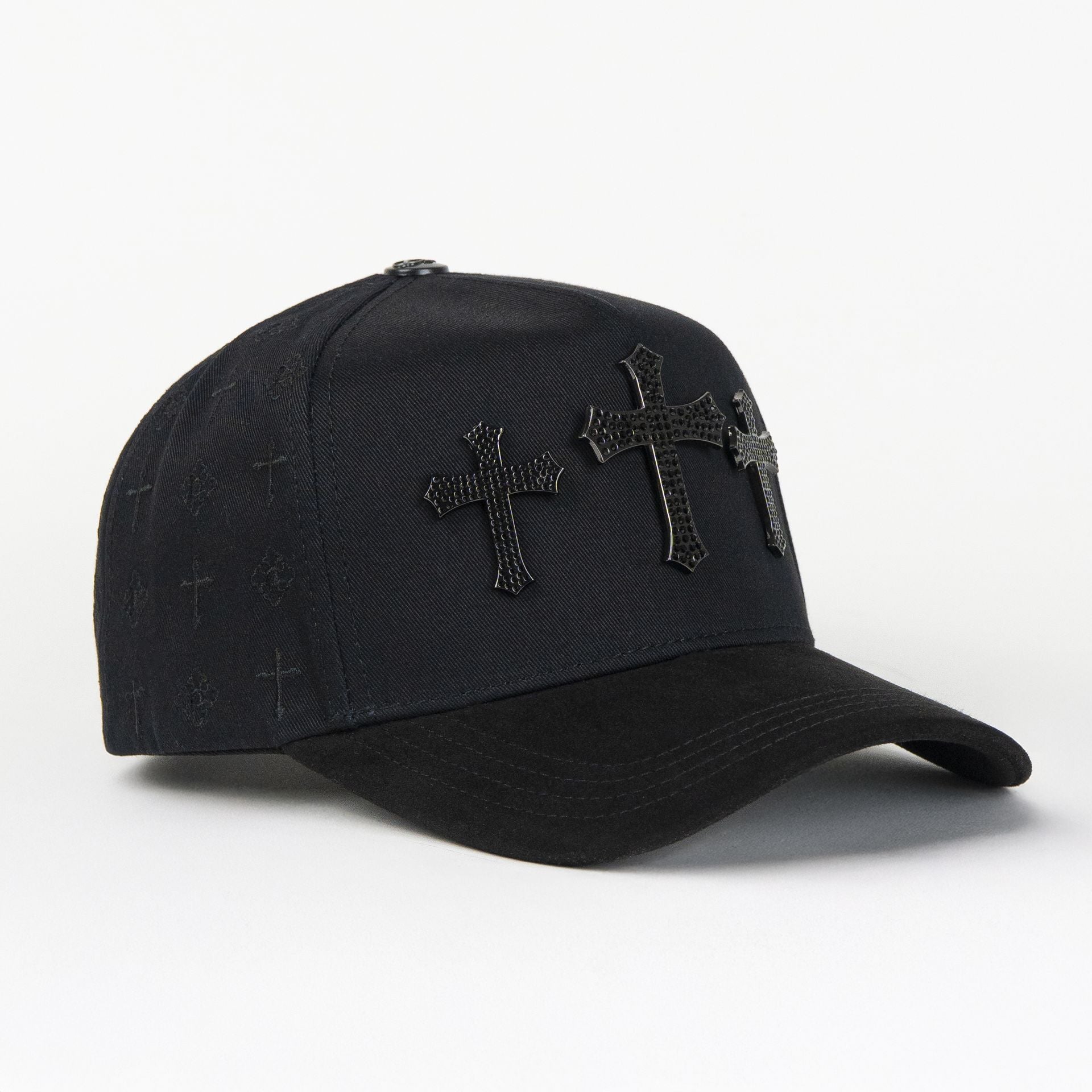 Gorra Caps Fans 3 CRUCES BLACK/VISOR SUEDE | Snapback Visera Curva
