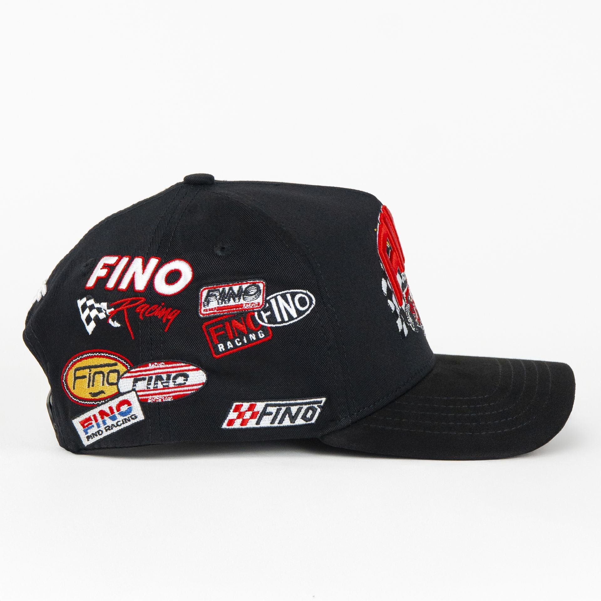 Gorra Gallo Fino FINO RACING BLK/RED de Tela | Snapback Visera Larga Curva
