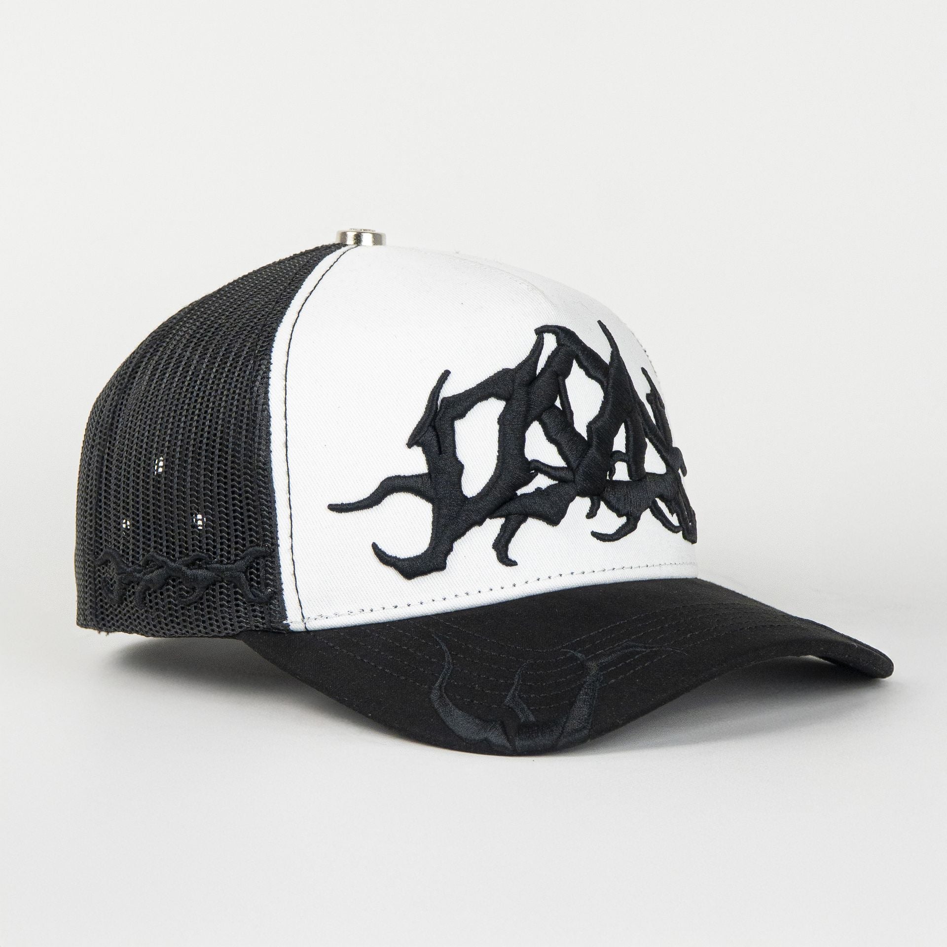 Gorra Don Hats DON GRUNGE WHITE/BLACK de Tela y Malla | Snapback Visera Semicurva
