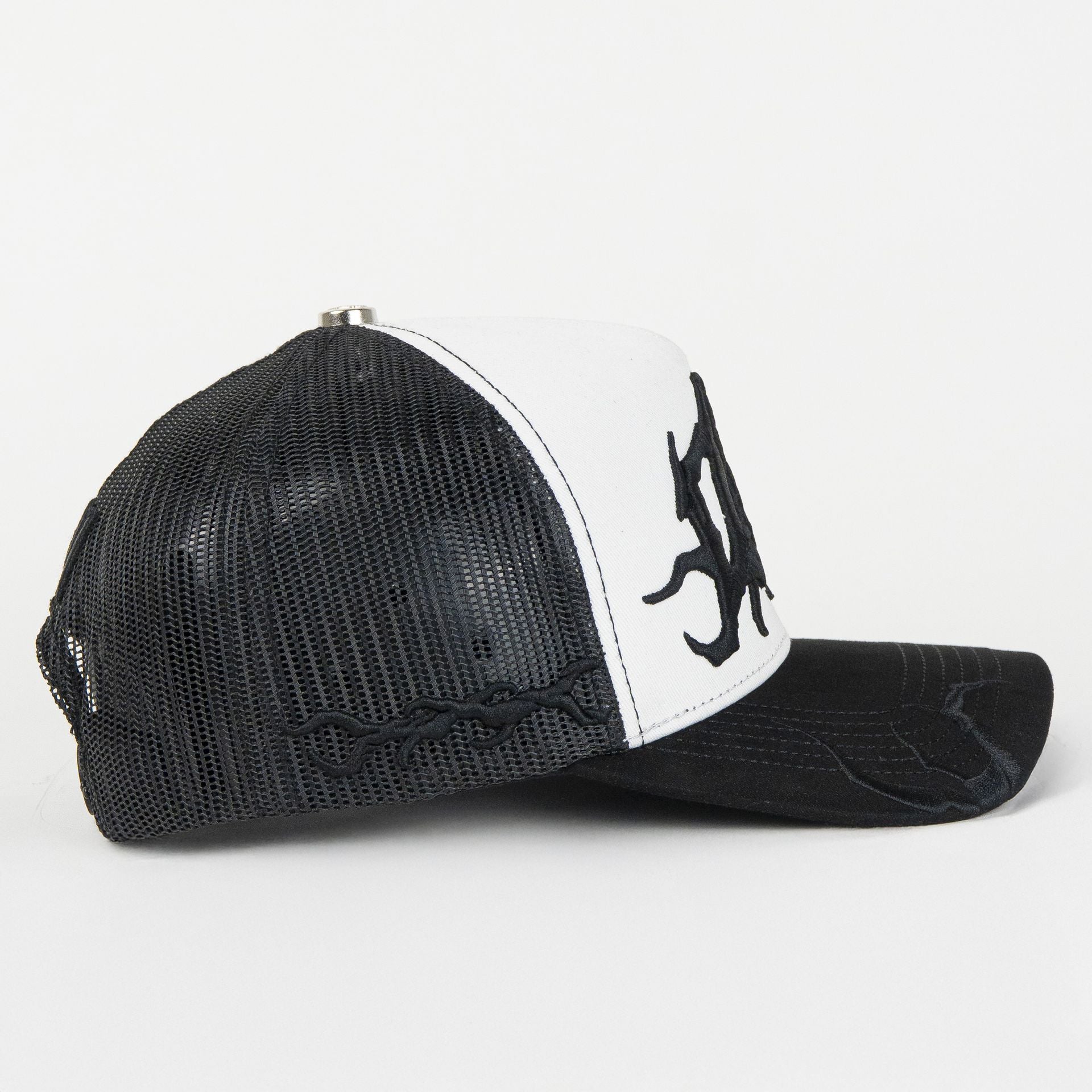 Gorra Don Hats DON GRUNGE WHITE/BLACK de Tela y Malla | Snapback Visera Semicurva