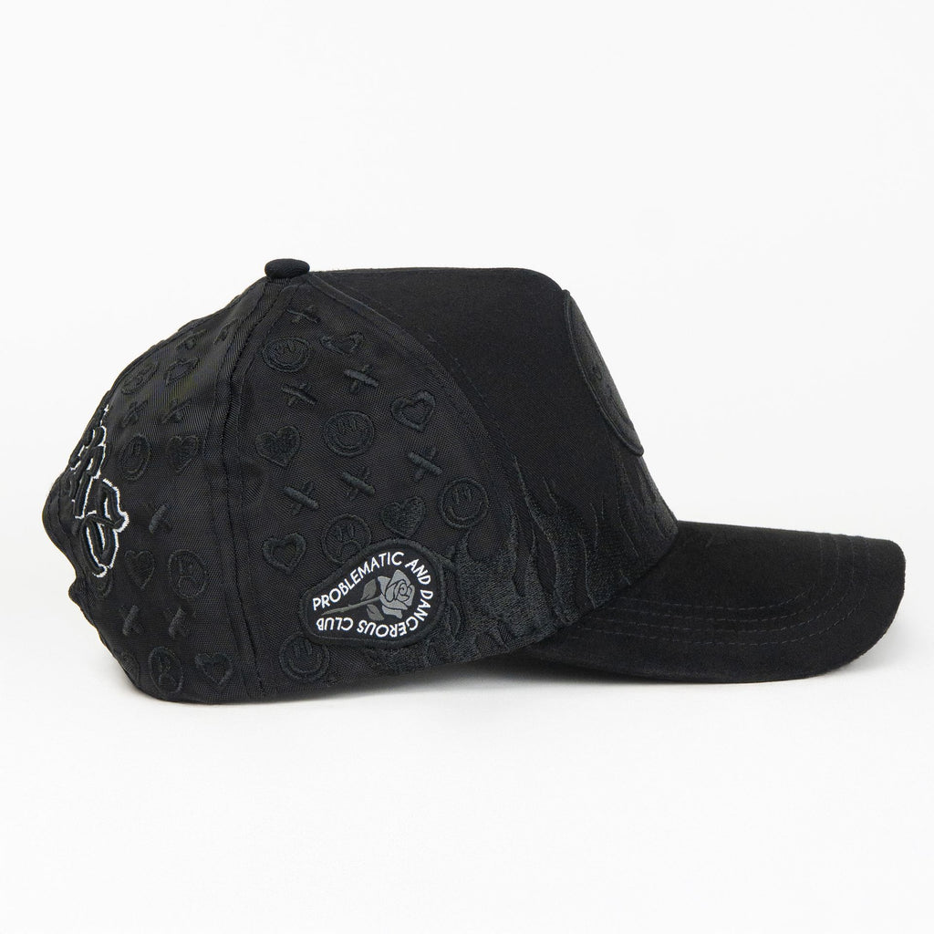 Gorra Problematic&Dangerous LOVERS FIREFACE BLACK MESH | Snapback Visera semicurva
