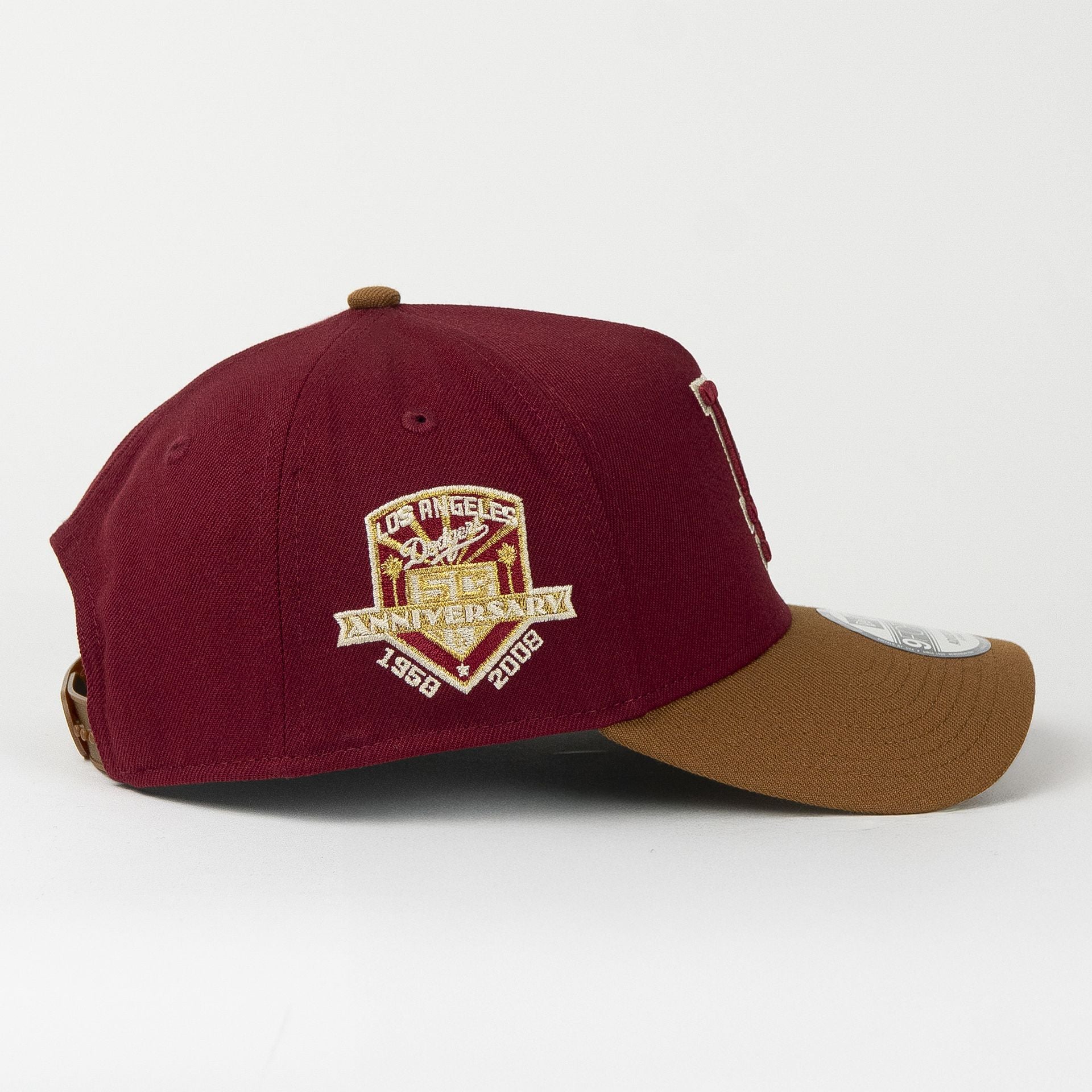 Gorra New Era A-Frame DODGERS 50TH 58–08 WINE/BROWN 940F | Snapback Visera Curva