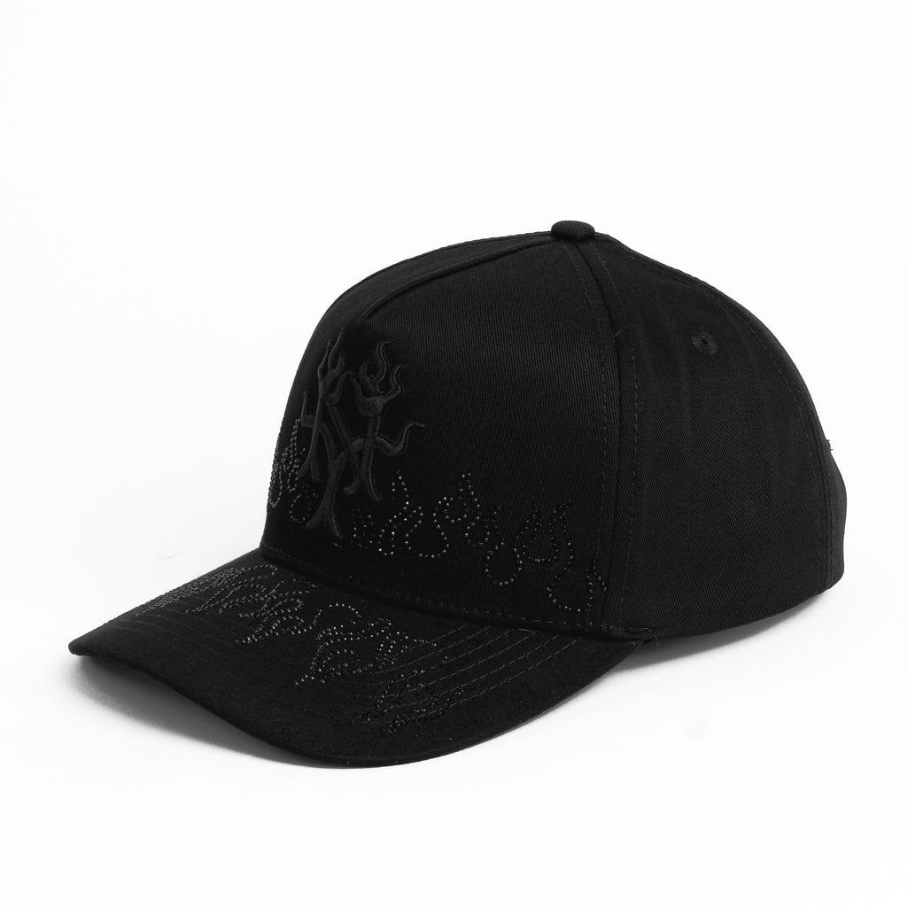 Gorra Don Hats METS FLAMES ALL BLACK de Tela | Snapback Visera Larga