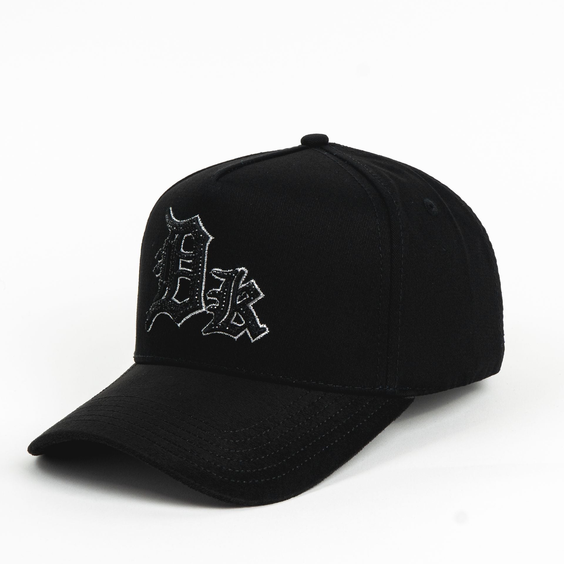 Gorra Dakaps DK CRISTALES II BLACK/SILVER VISOR SUEDE | Snapback Visera semicurva