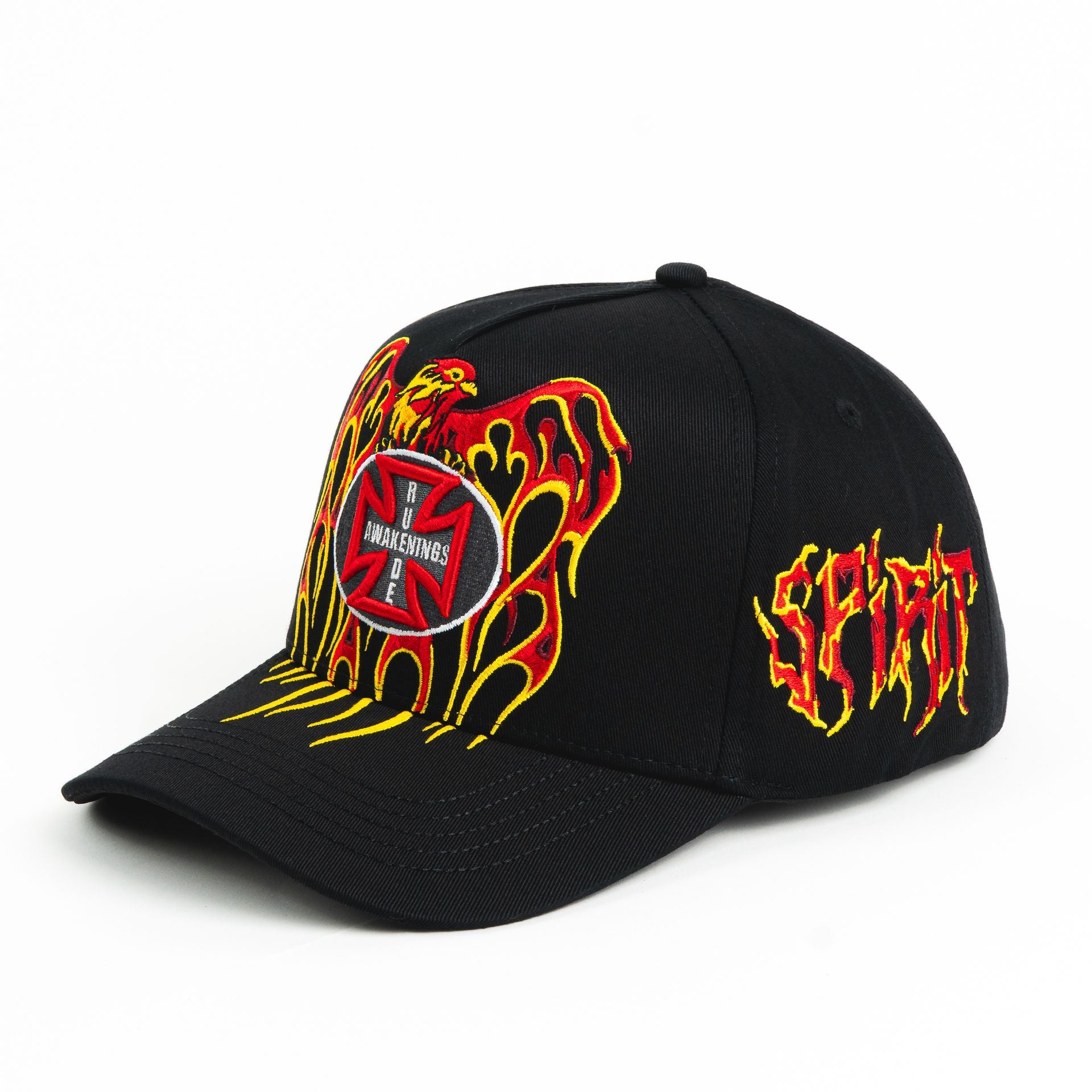 Gorra Rude Awakening HOLY SPIRIT FLAMES BLACK | Snapback Visera Curva