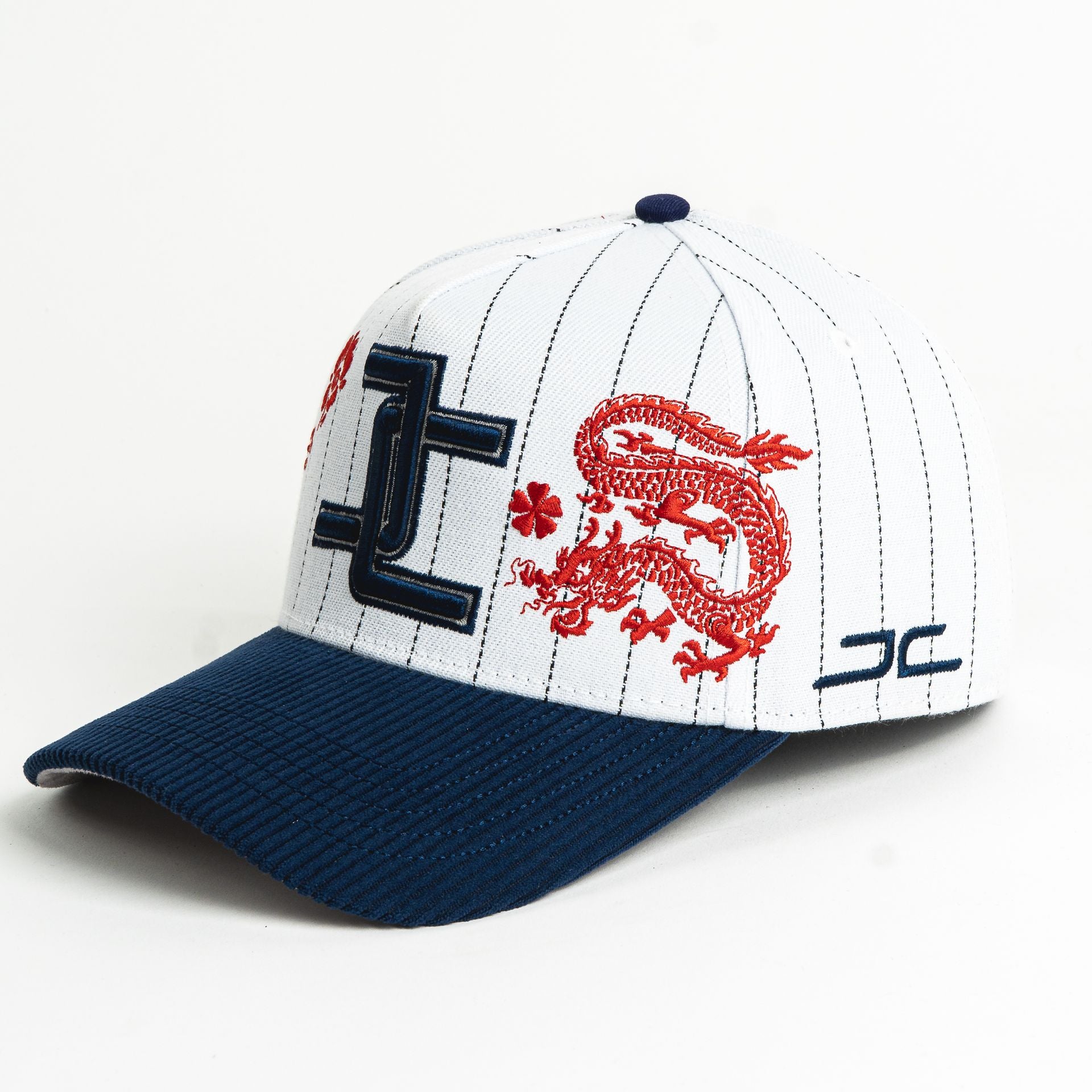 Gorra JC Hats DRAGON WHITE/NAVY de Tela | Snapback Visera Curva