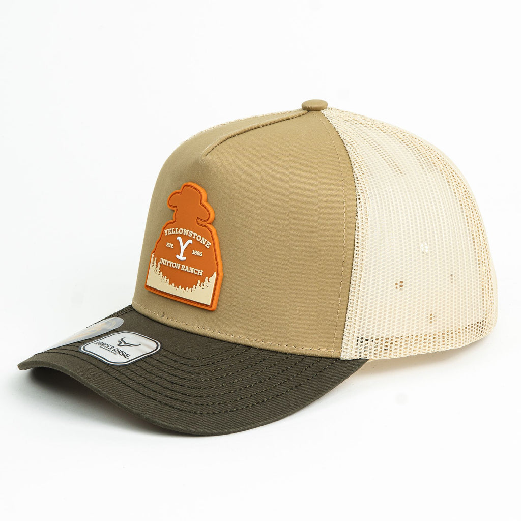 Gorra Ranch & Corral YELLOWSTONE 29 BEIGE/GREEN | Snapback Visera Semicurva