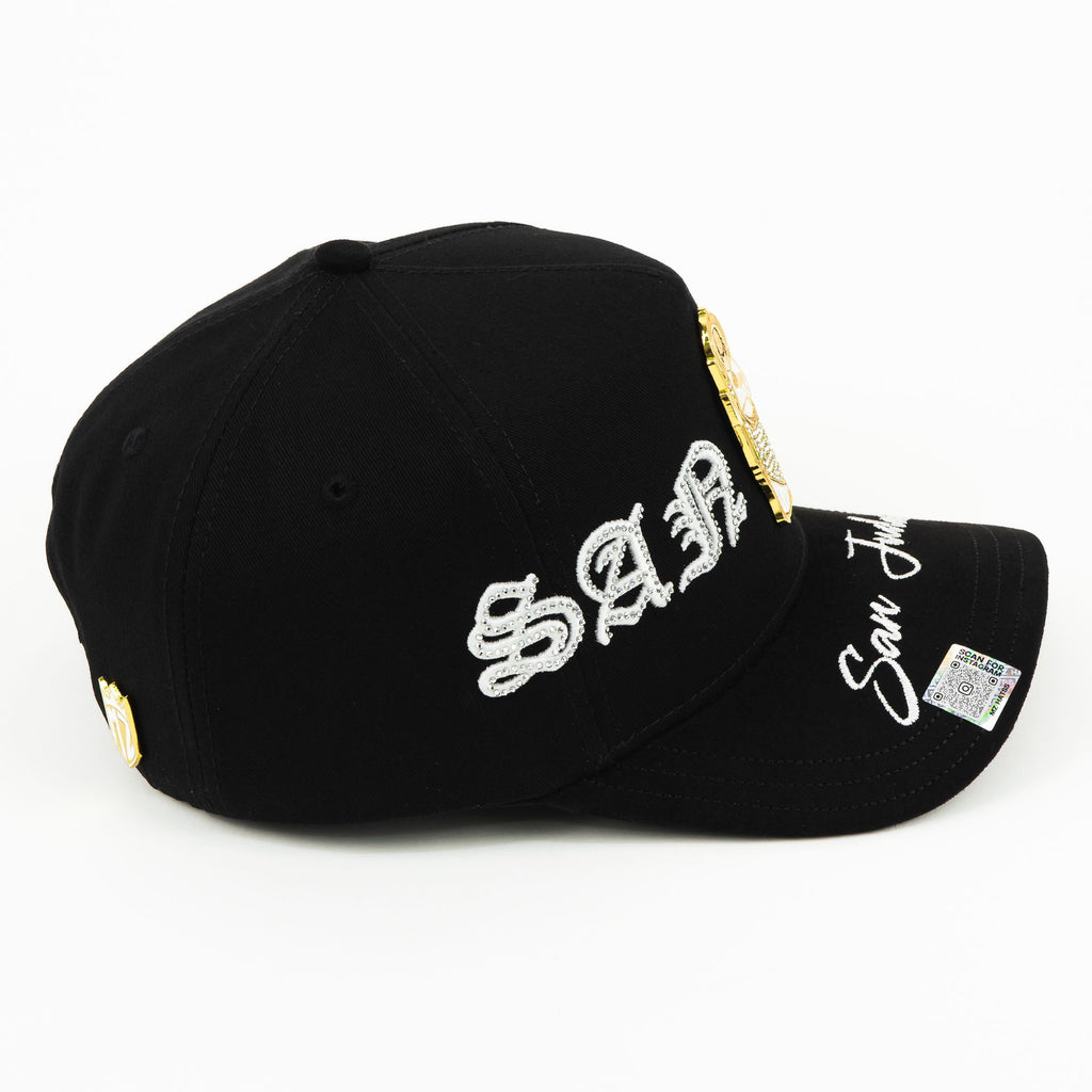 Gorra Mz Hats SAN JUDAS CRISTAL BLACK VISOR SUEDE | Snapback Visera Curva