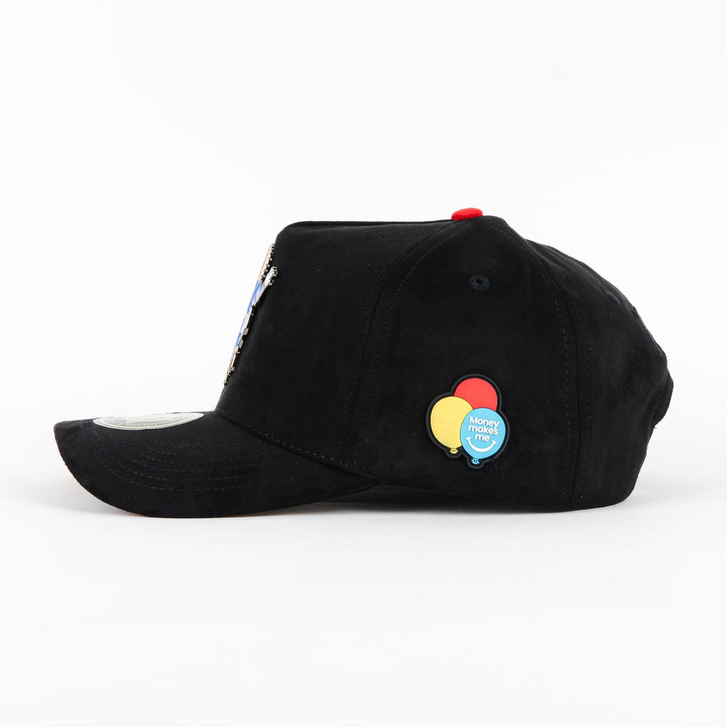 Gorra Mr Kash MONEY MAKES ME HAPPY BLK SUEDE | Snapback Visera Curva
