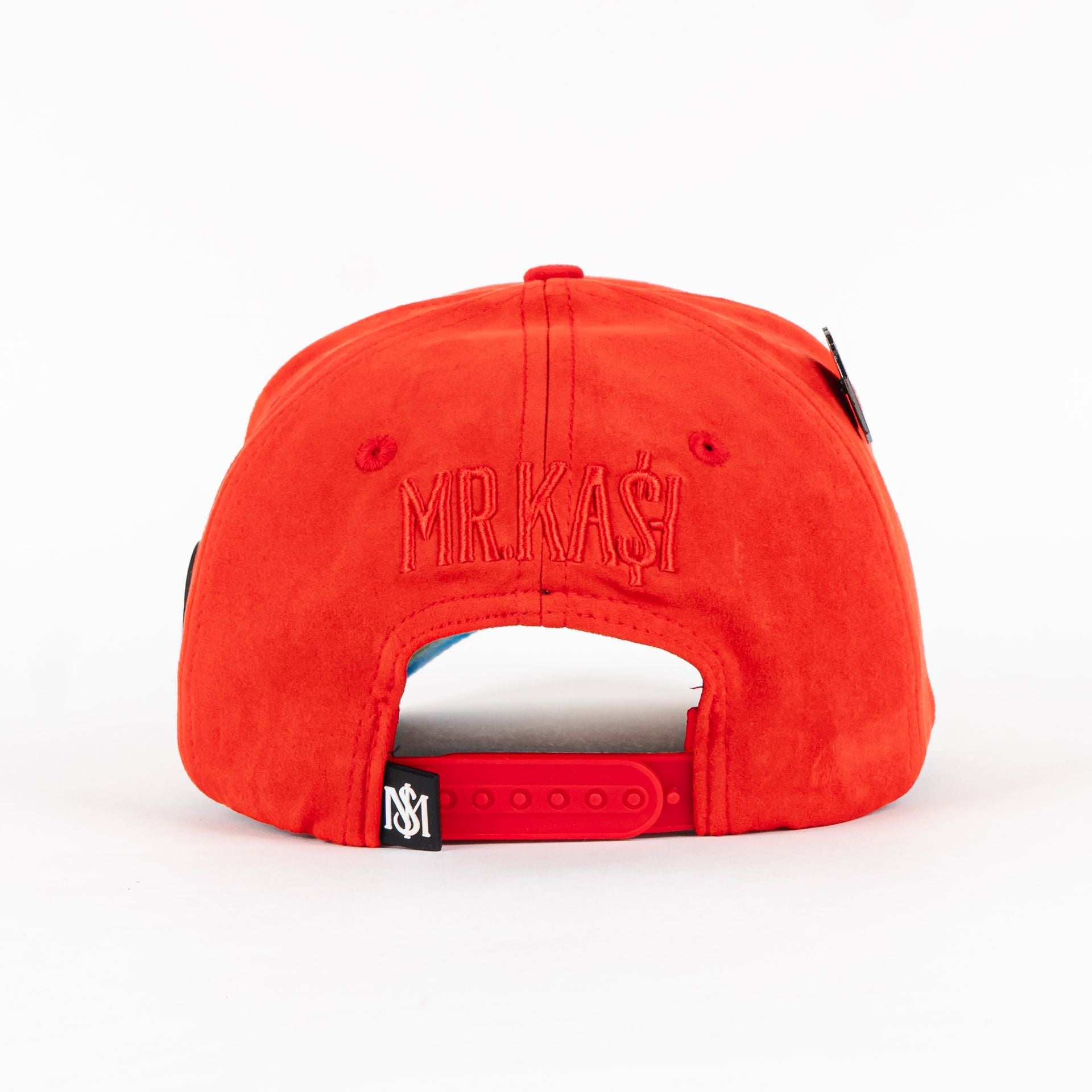 Gorra Mr Kash MONEY MAKES ME HAPPY RED SUEDE | Snapback Visera Curva