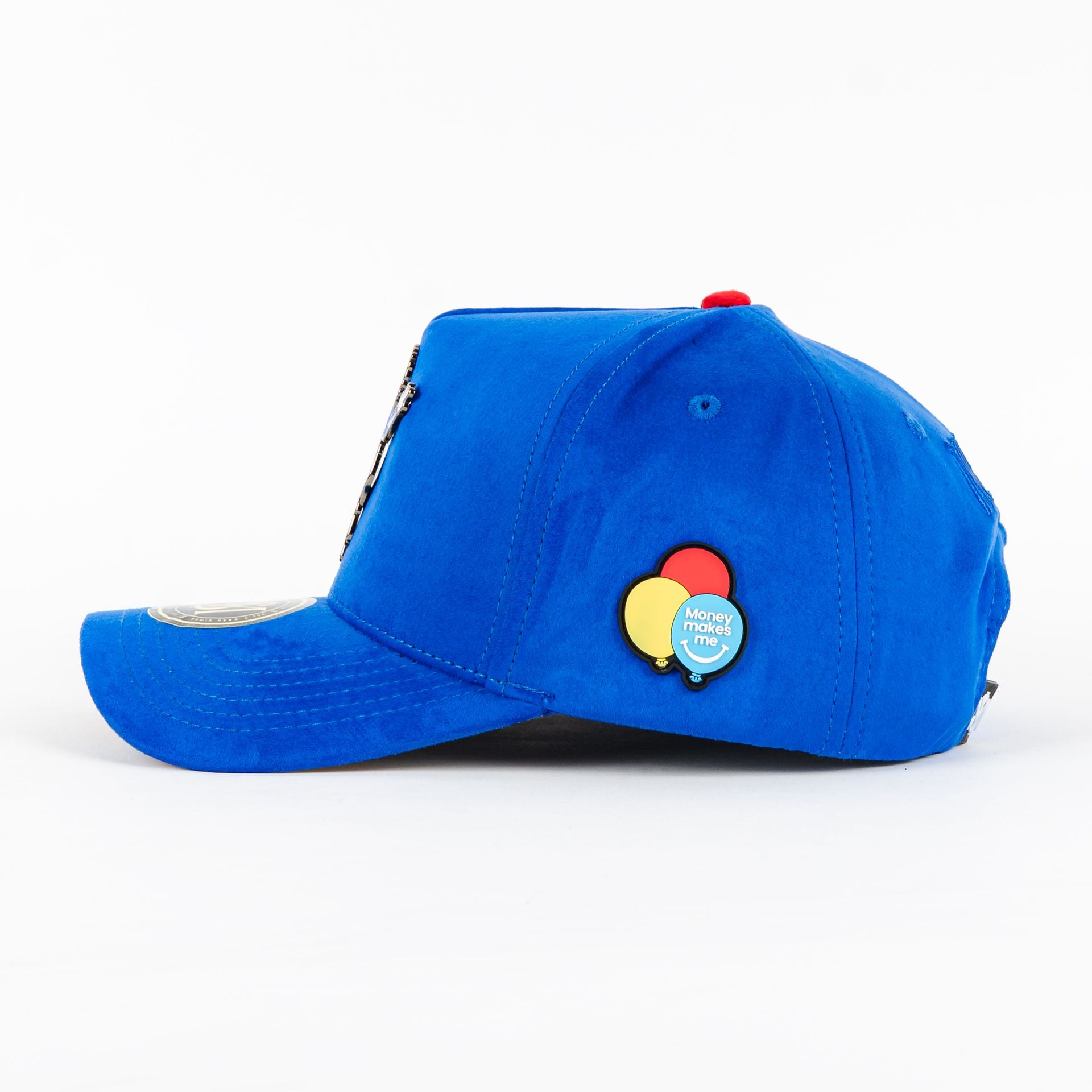 Gorra Mr Kash MONEY MAKES ME HAPPY BLUE SUEDE | Snapback Visera Curva