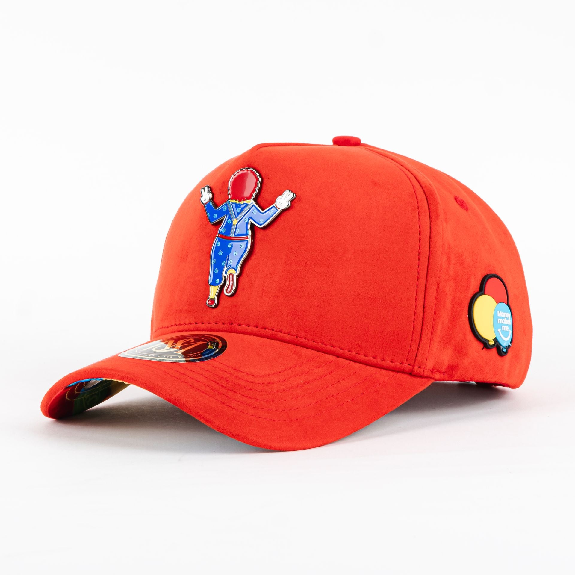 Gorra Mr Kash MONEY MAKES ME HAPPY RED SUEDE | Snapback Visera Curva