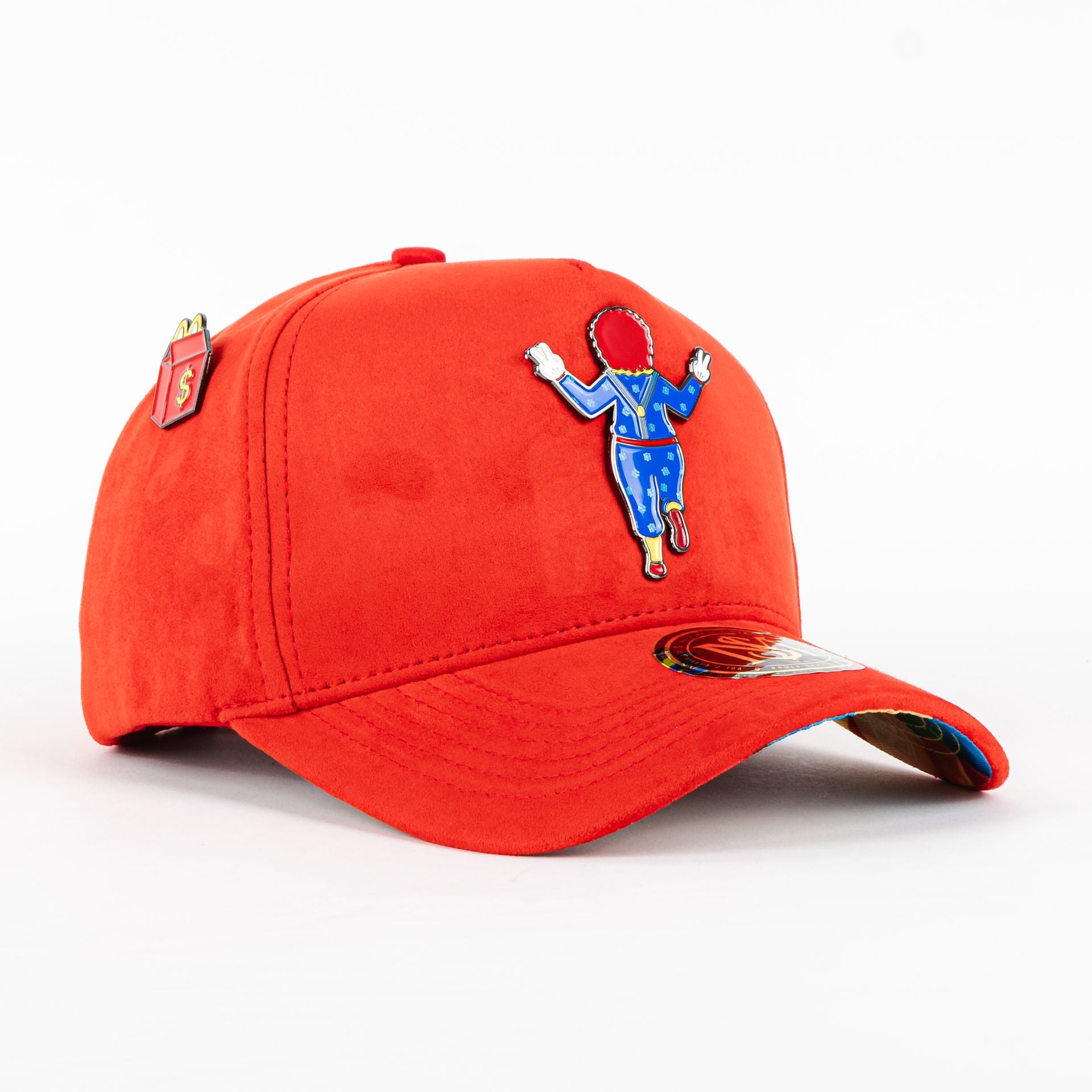 Gorra Mr Kash MONEY MAKES ME HAPPY RED SUEDE | Snapback Visera Curva