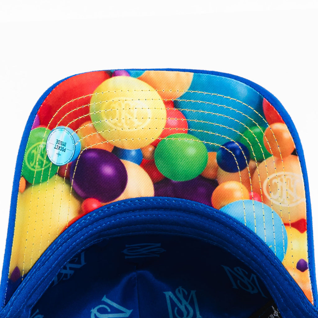 Gorra Mr Kash MONEY MAKES ME HAPPY BLUE SUEDE | Snapback Visera Curva