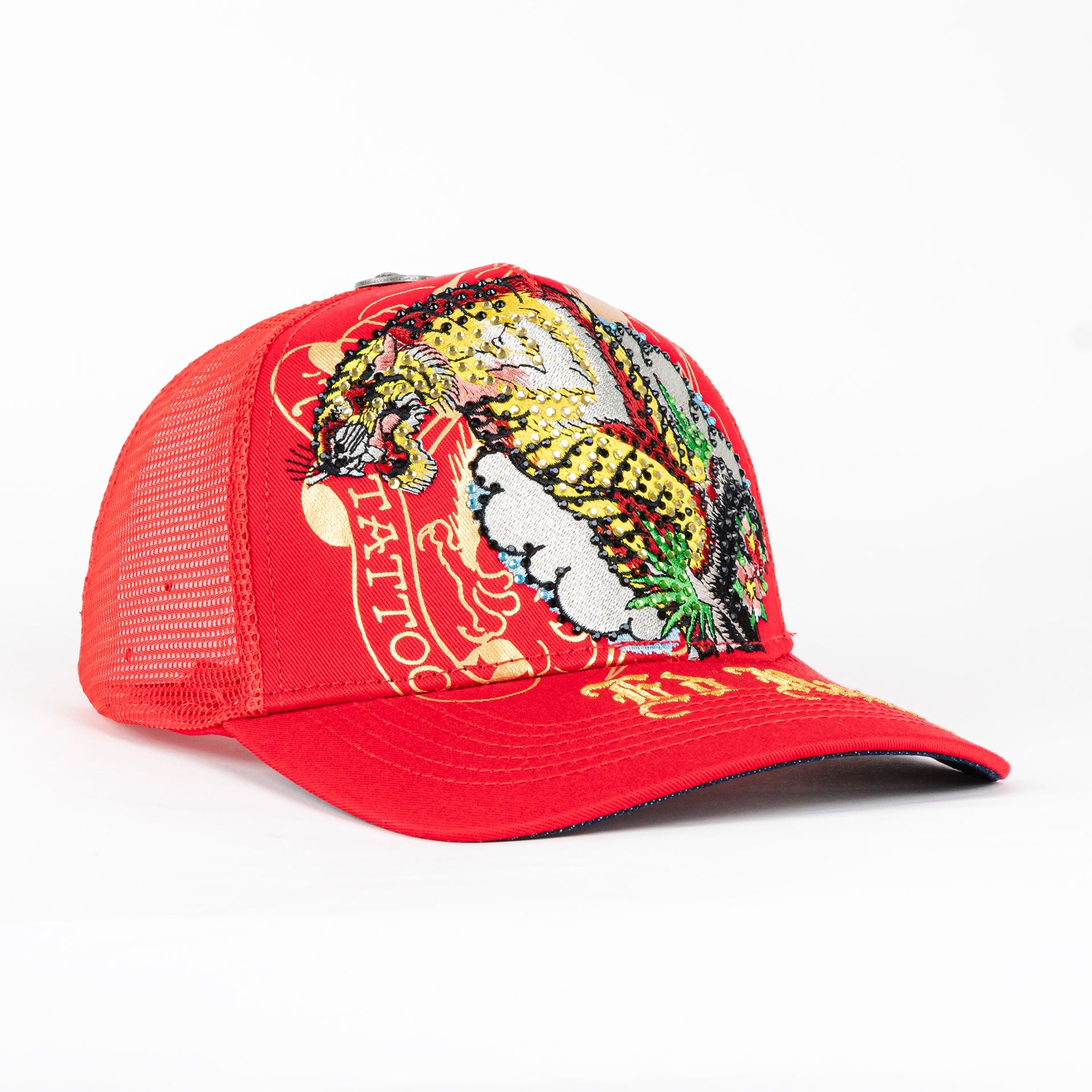 Gorra ED HARDY TIGER RED RHINESTON | Snapback Visera Semicurva