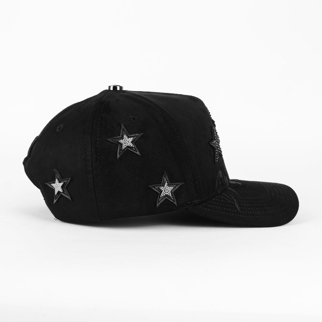 Gorra DAKAPS DK STARS CRISTALS BLACK SUEDE | Snapback Visera Curva