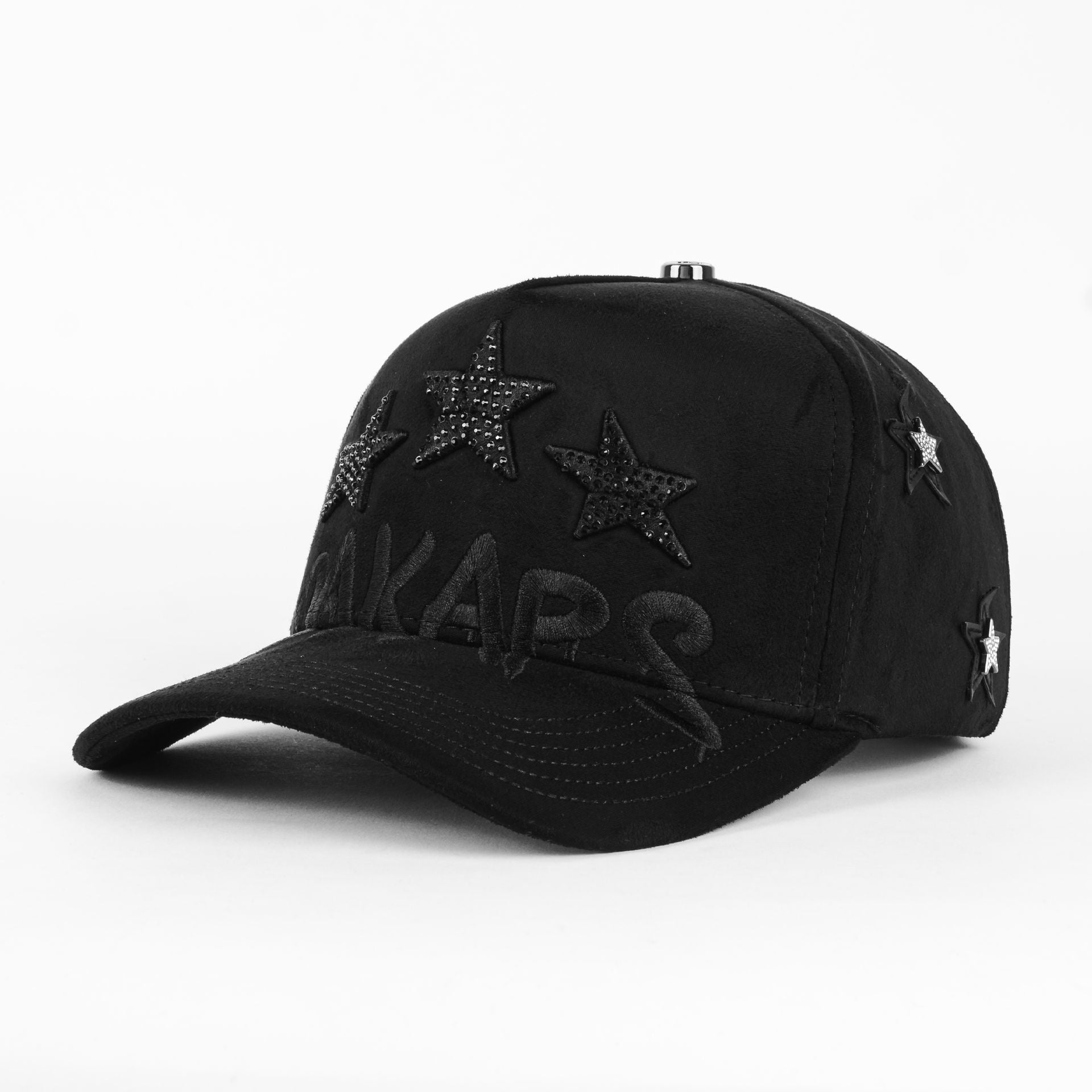 Gorra DAKAPS DK STARS CRISTALS BLACK SUEDE | Snapback Visera Curva