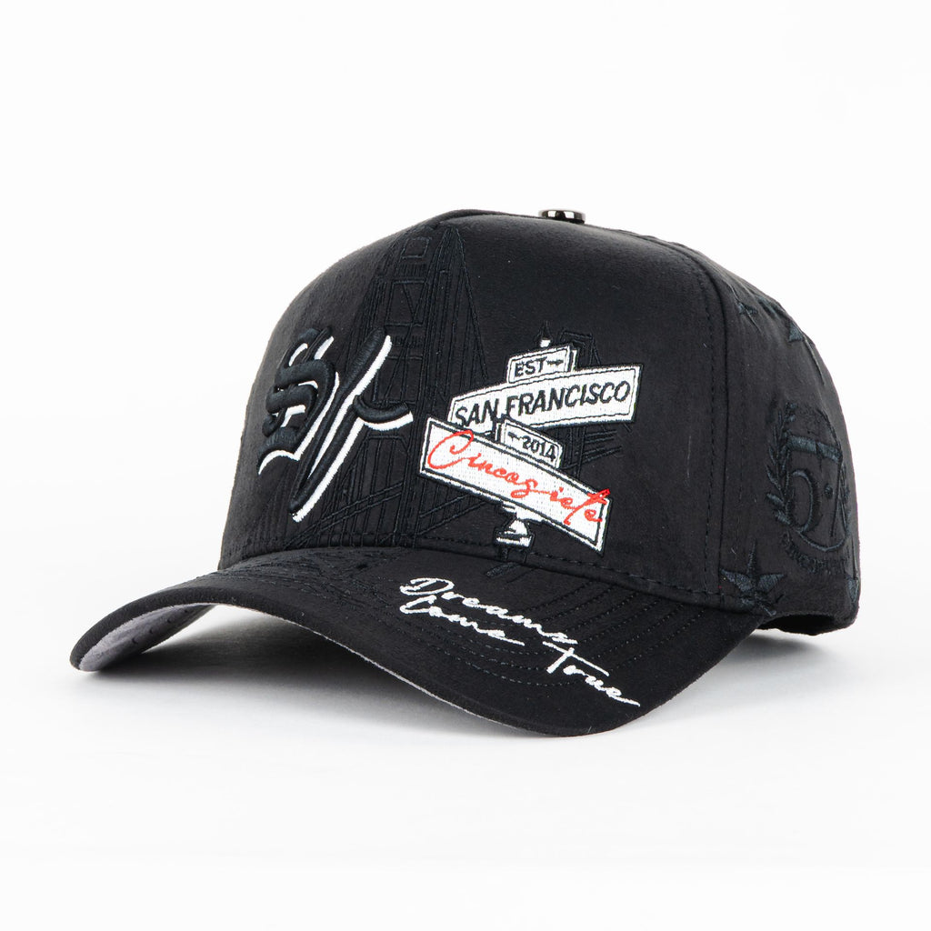 Gorra 5.7 SAN FRANCISCO BLACK SUEDE | Snapback Visera Semicurva