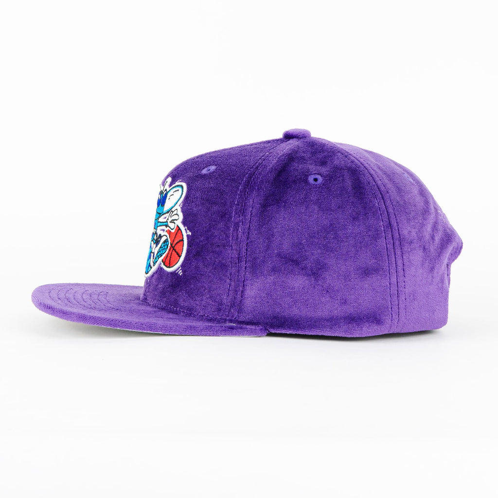 Gorra Mitchell&Ness HORNETS TC VELDUR PUPLE SUEDE | Snapback Visera Plana