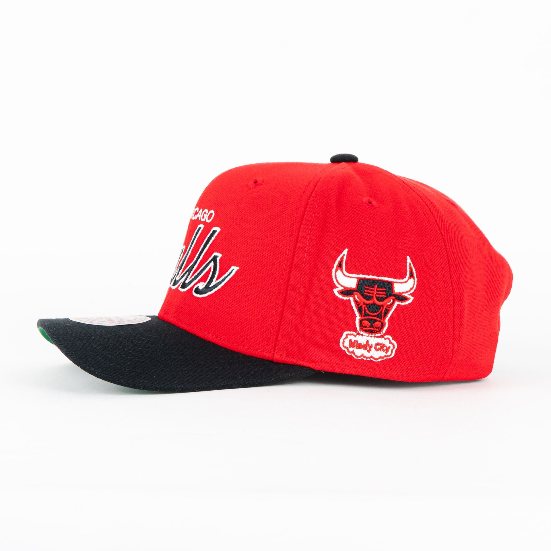 Gorra Mitchell&Ness BULLS TEAM SCRIPT RED/BLK | Snapback Visera Semicurva