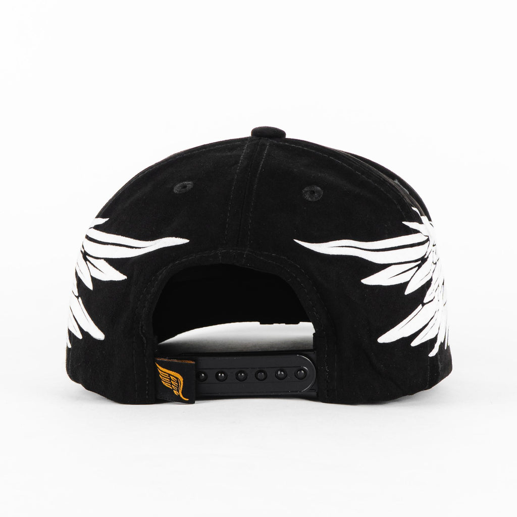 Gorra Vago Style WHITE ANGEL V BLK SUEDE VISOR LEATHER | Snapback Visera Semicurva