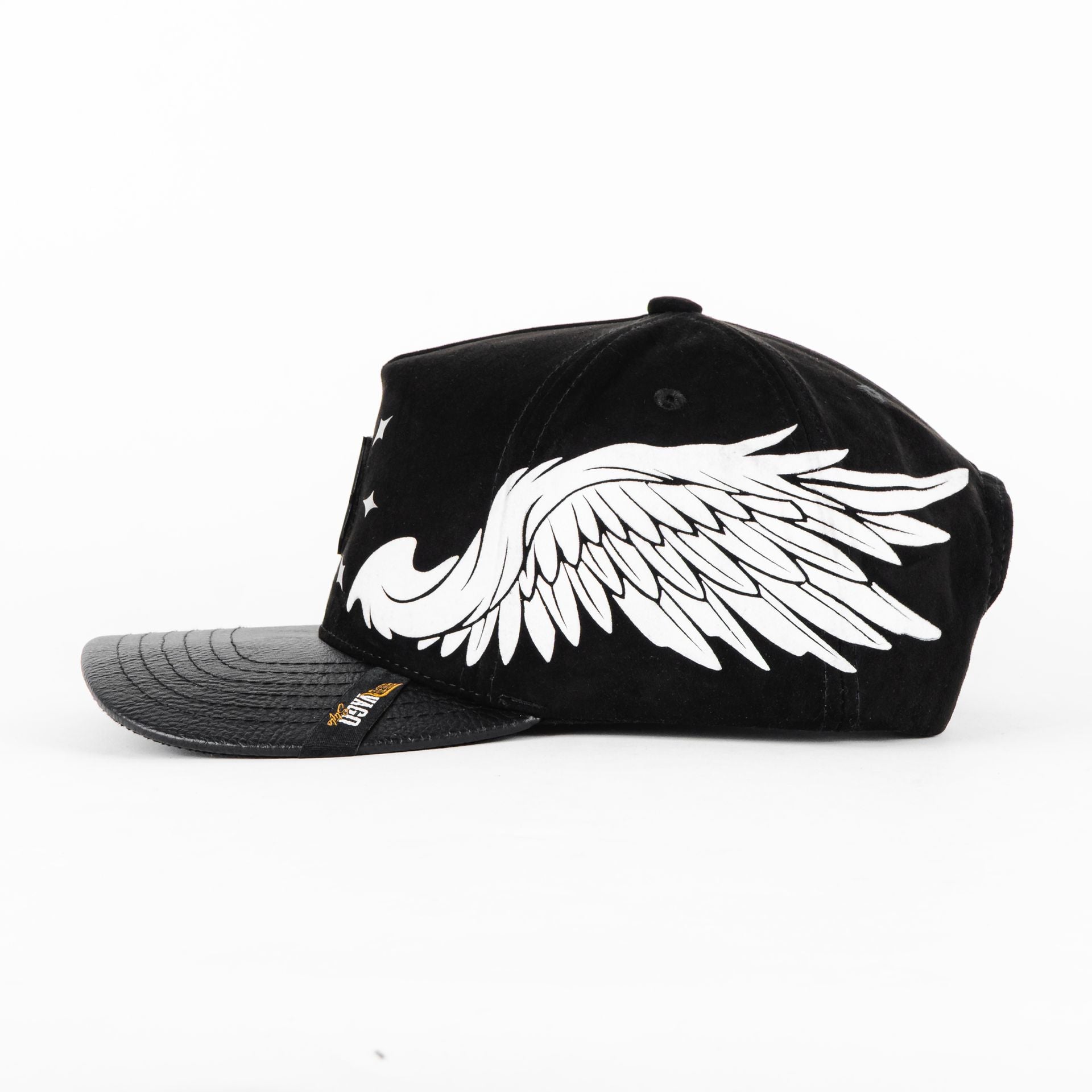 Gorra Vago Style WHITE ANGEL V BLK SUEDE VISOR LEATHER | Snapback Visera Semicurva