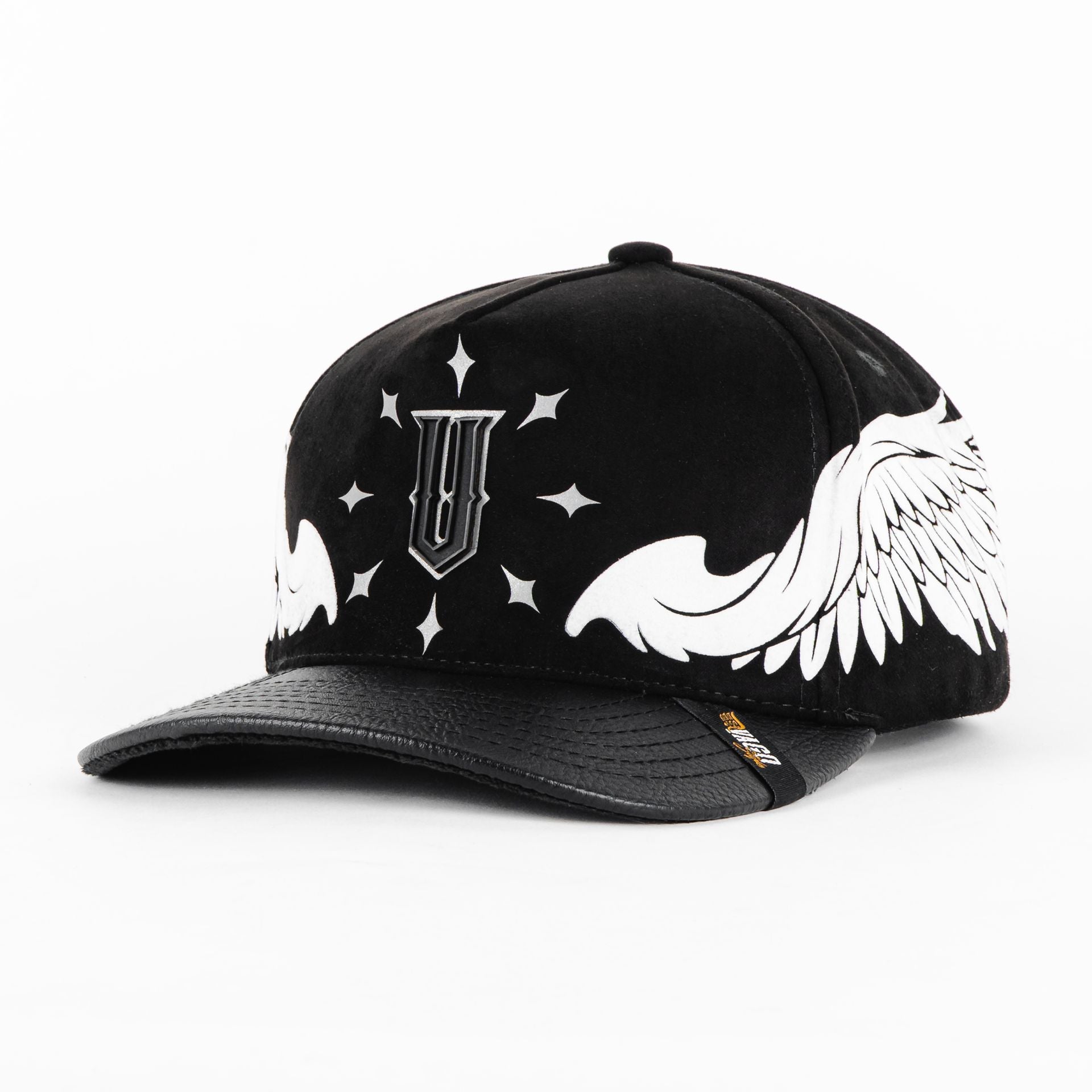 Gorra Vago Style WHITE ANGEL V BLK SUEDE VISOR LEATHER | Snapback Visera Semicurva