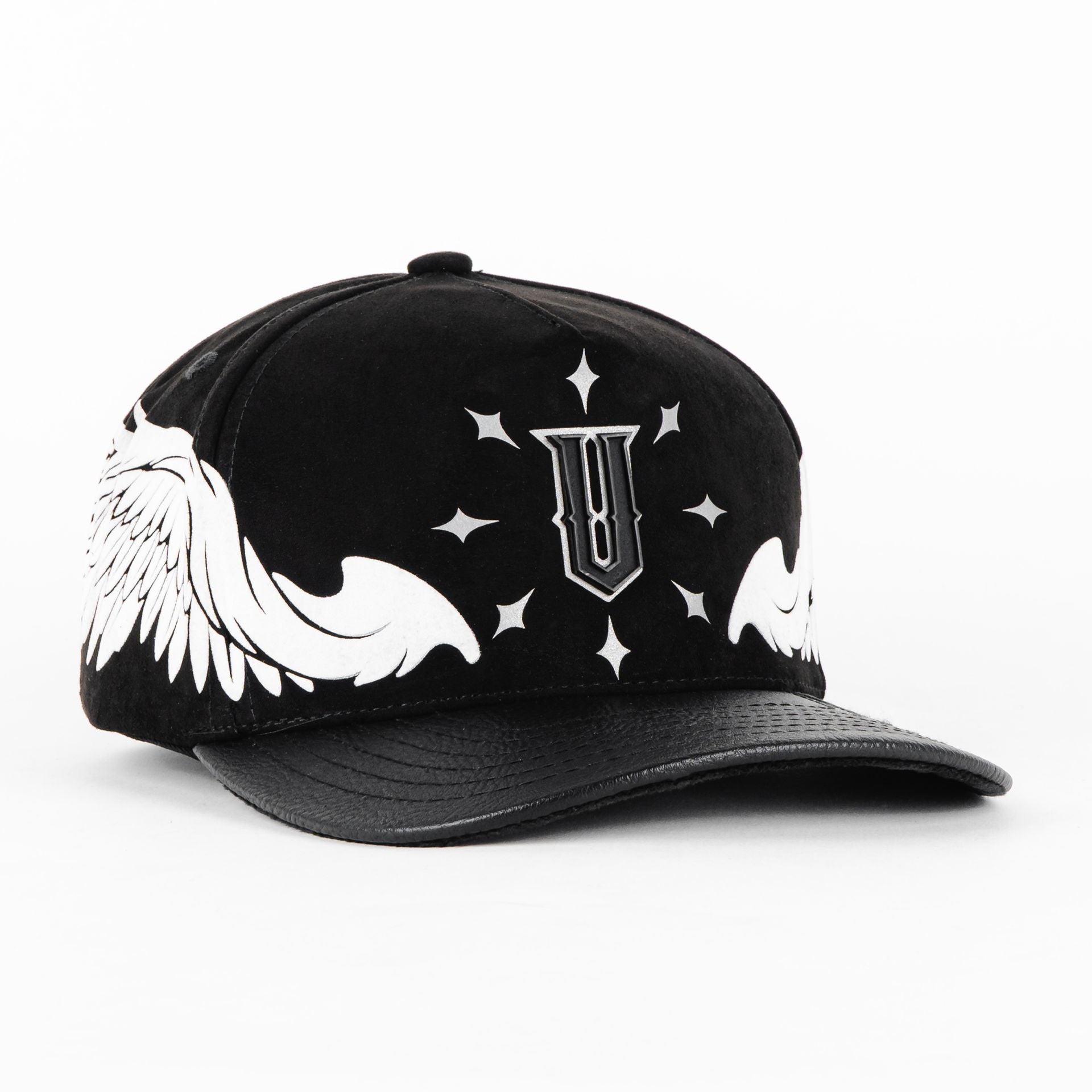Gorra Vago Style WHITE ANGEL V BLK SUEDE VISOR LEATHER | Snapback Visera Semicurva