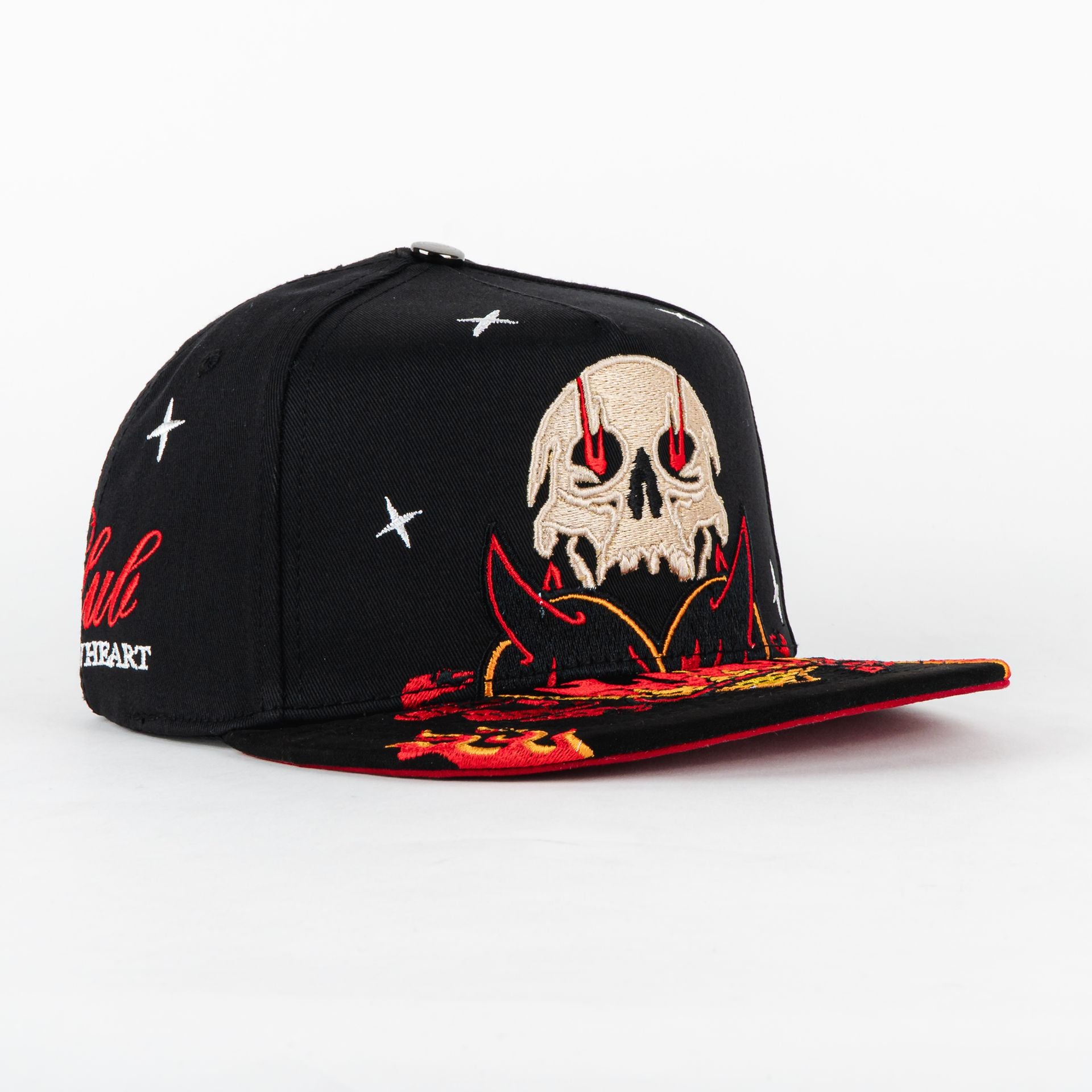 Gorra 5.7 SKULL FIRE HEART BLK | Snapback Visera Plana