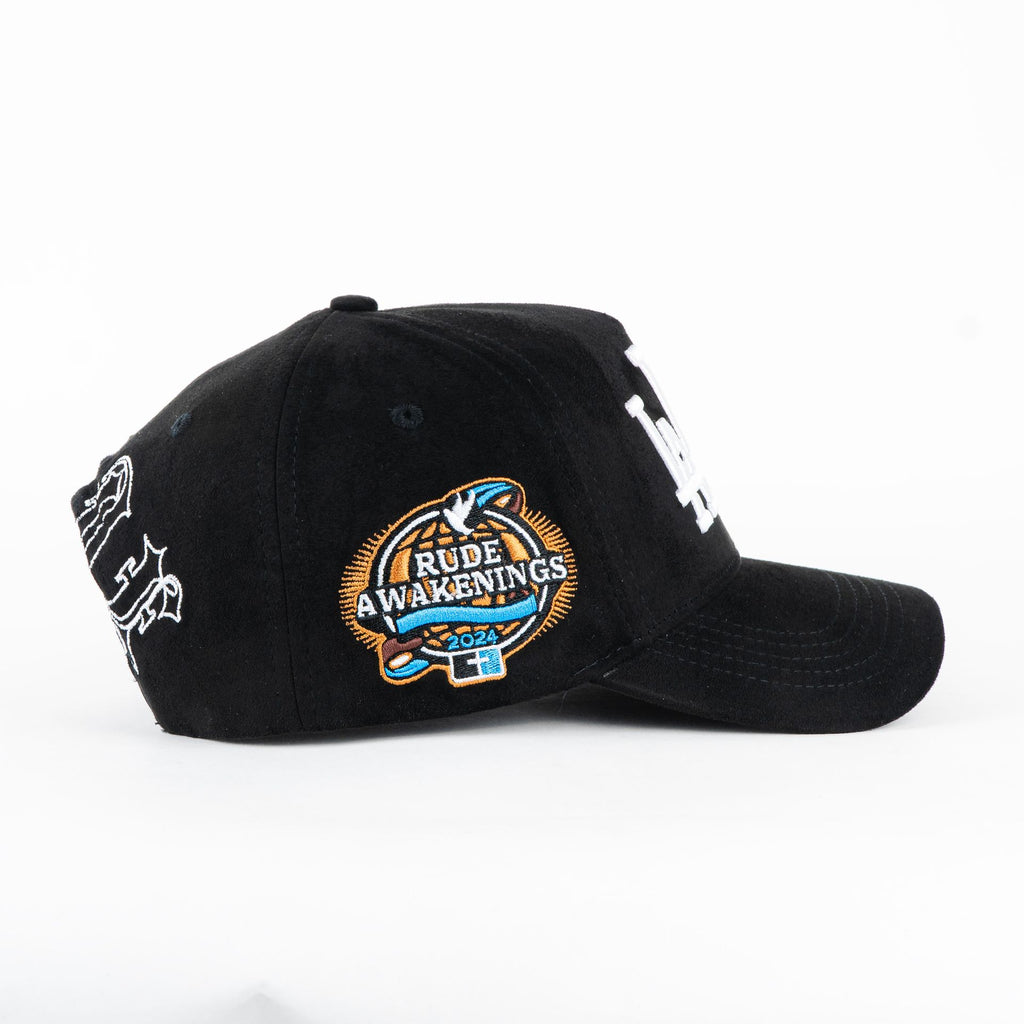 Gorra Rude Awakening LA LA LA BLACK SUEDE | Snapback Visera Curva