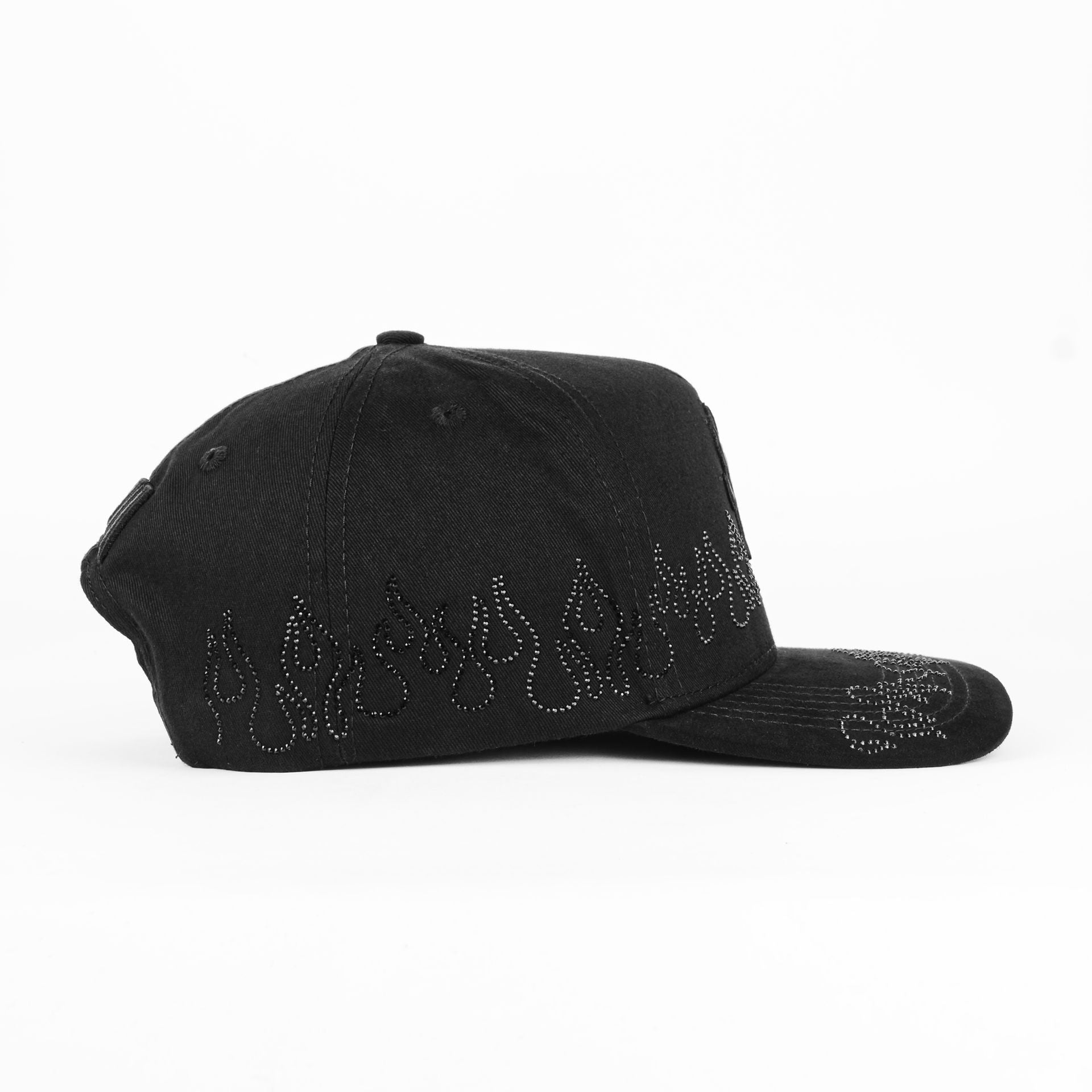 Gorra Don Hats METS FLAMES ALL BLACK de Tela | Snapback Visera Larga