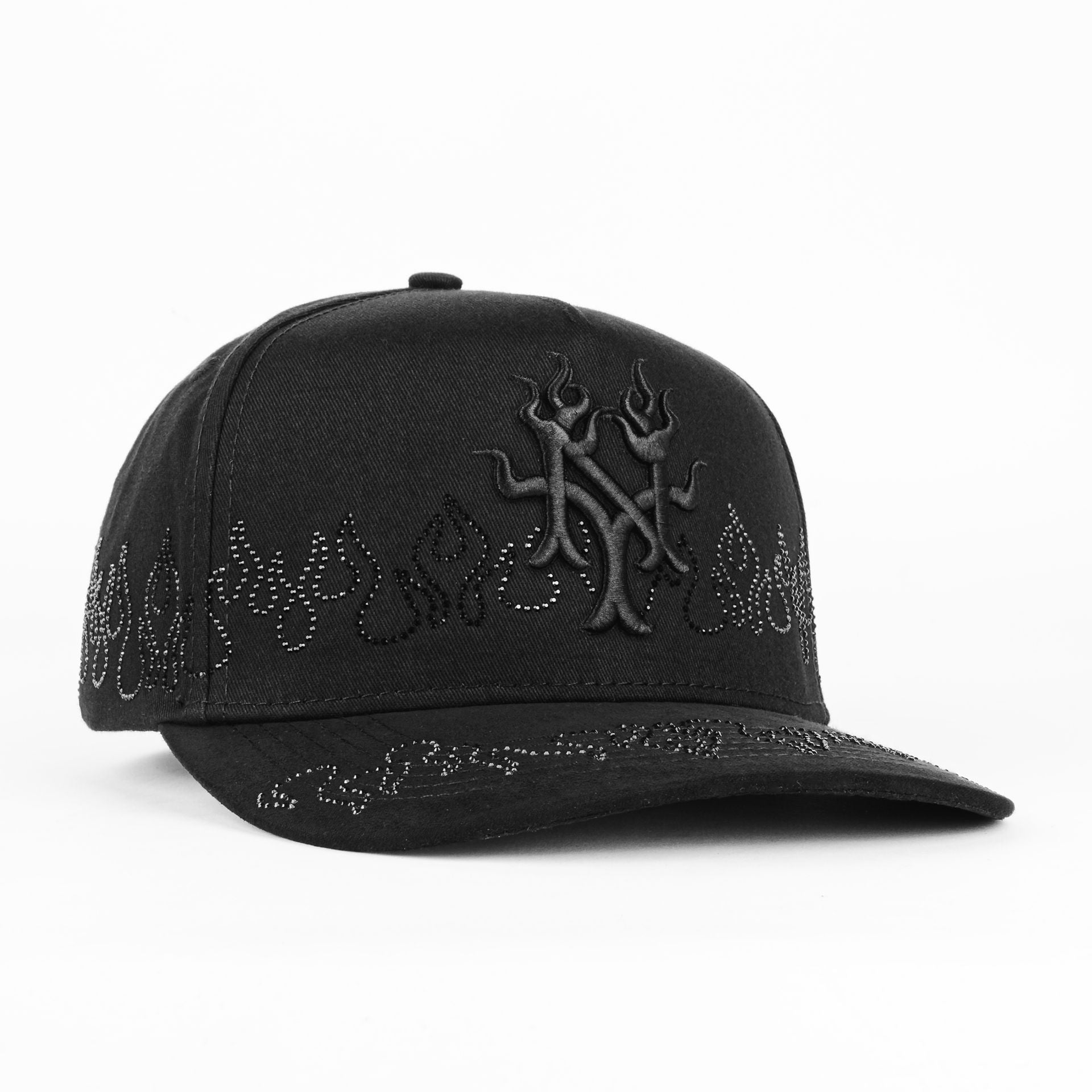 Gorra Don Hats METS FLAMES ALL BLACK de Tela | Snapback Visera Larga