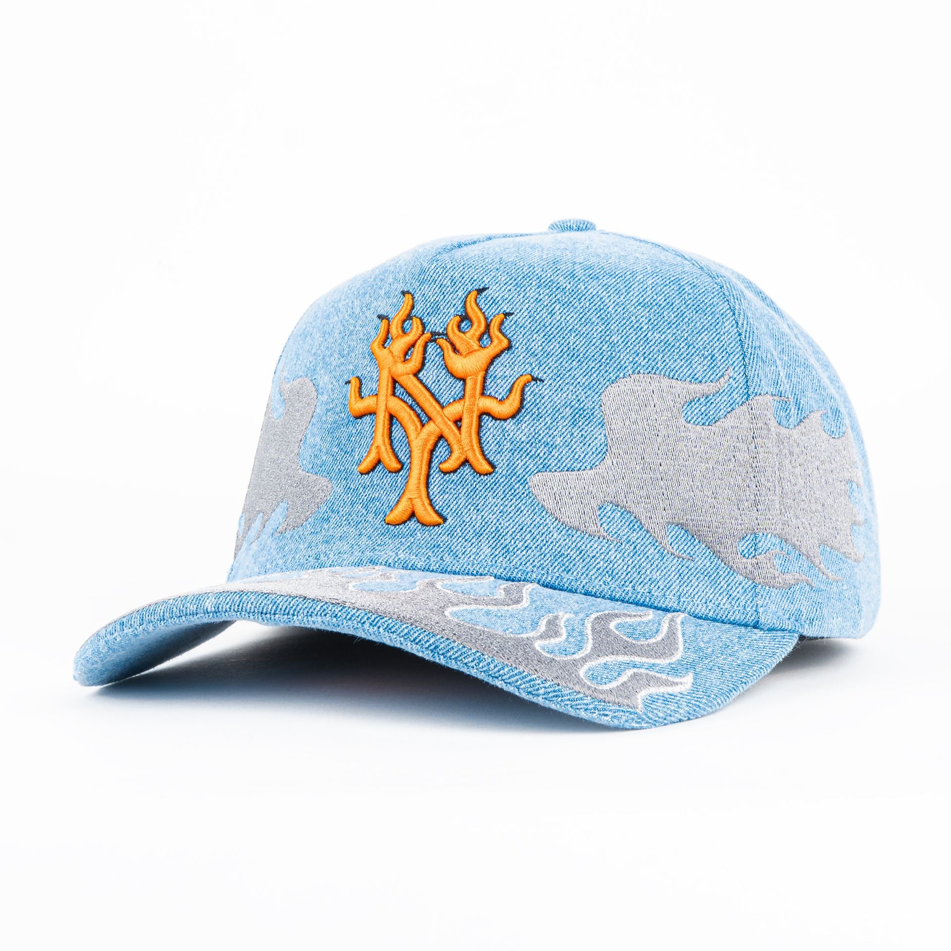 Gorra Don Hats METS FLAMES DEMIN/SILVER | Snapback Visera Semicurva