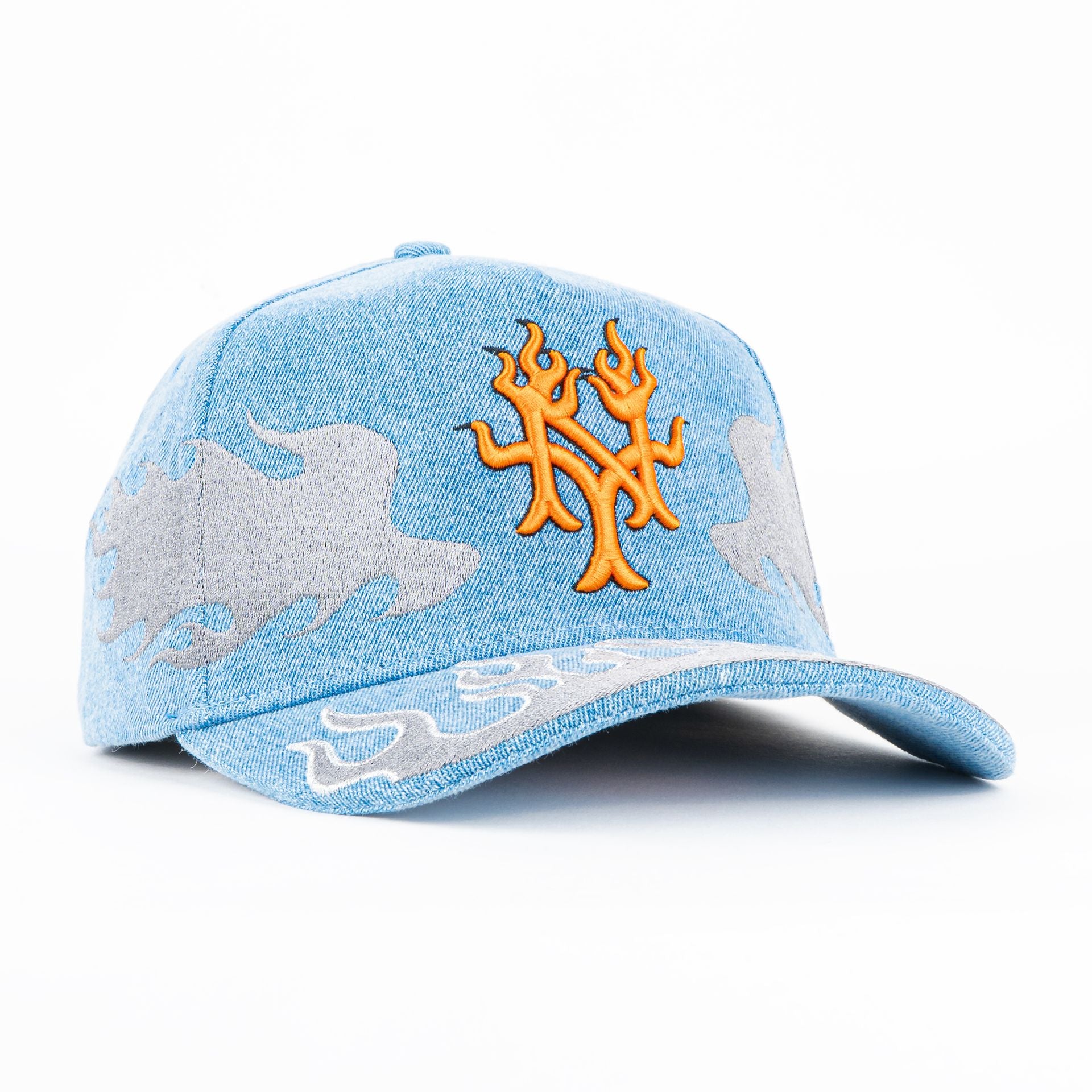 Gorra Don Hats METS FLAMES DEMIN/SILVER | Snapback Visera Semicurva