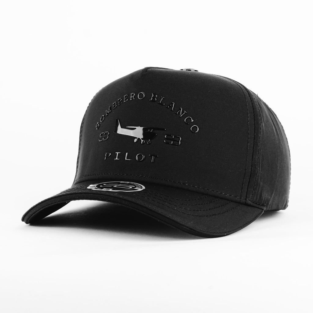 Gorra Sombrero Blanco PILOT NEGRA | Snapback Visera Semicurva