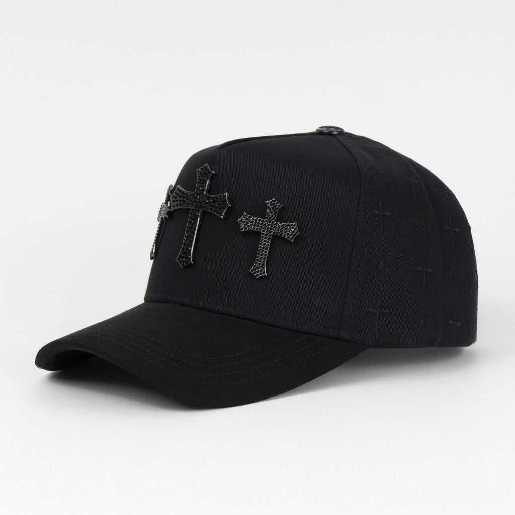 Gorra Caps Fans 3 CRUCES BLACK/VISOR SUEDE | Snapback Visera Curva